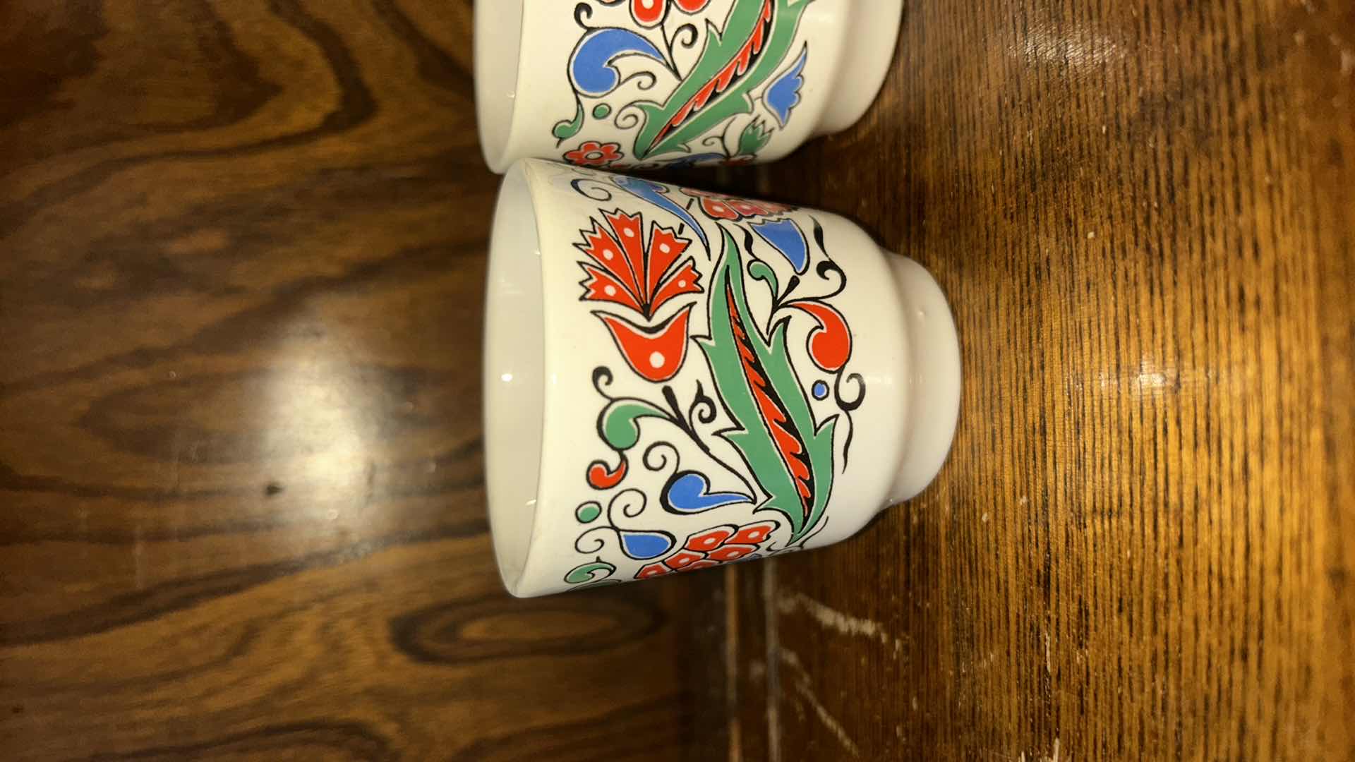 Photo 1 of 5 METAXA KERAMIKOS ATHENS GREECE CERAMIC CUPS WITH FOLK ART FLORAL DESIGN. H3”