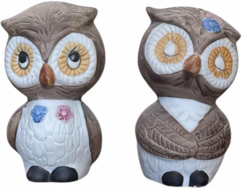 Photo 1 of VINTAGE PORCELAIN OWL SALT AND PEPPER SHAKERS