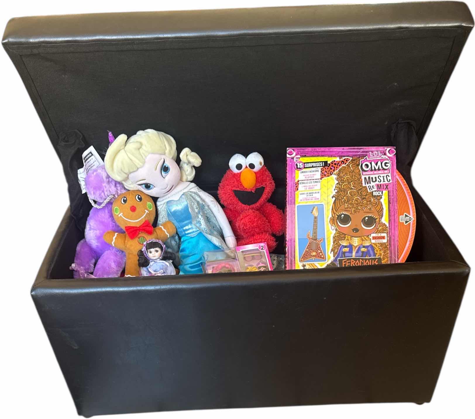 Photo 1 of FAUX LEATHER STORAGE OTTOMAN WITH TOYS INSIDE

30” X 15” X H16”