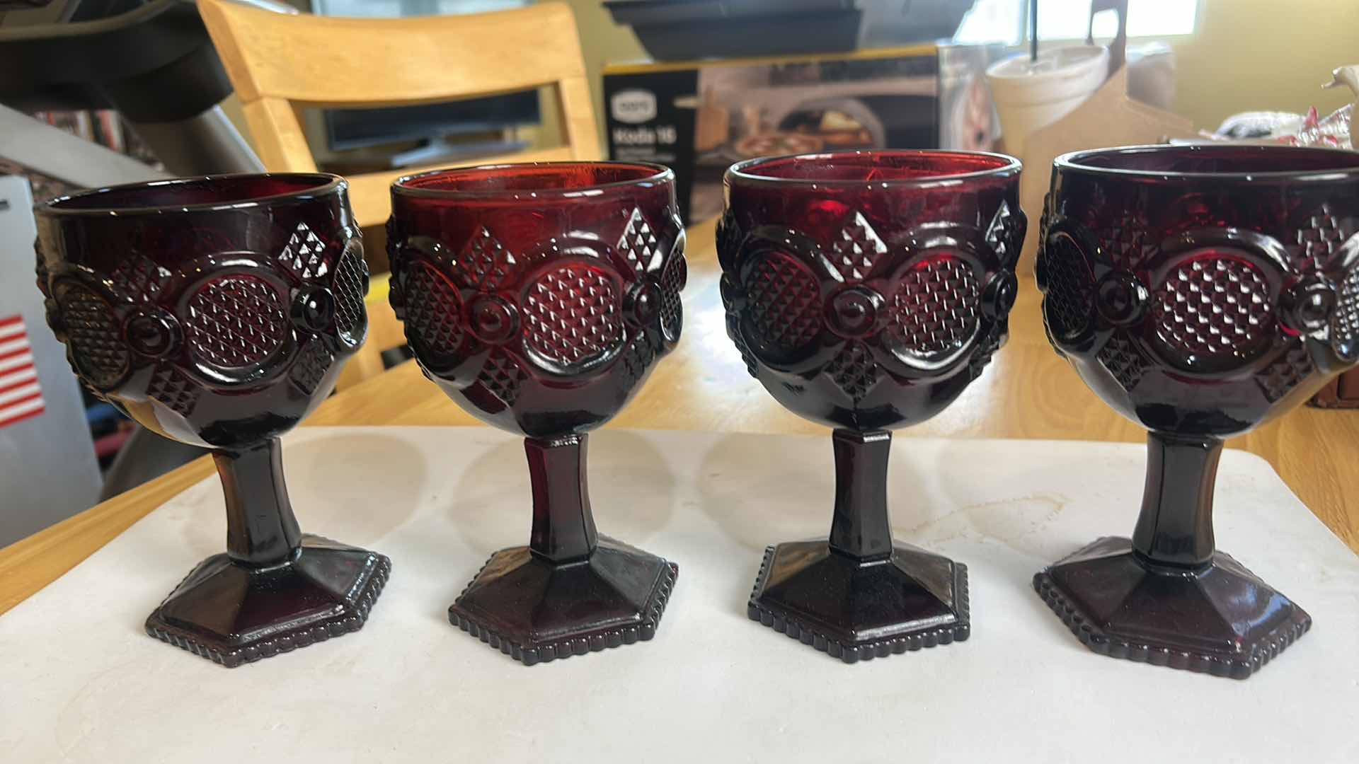 Photo 1 of 4- VINTAGE RUBY RED GOBLETS FROM AVON 1876 CAPE COD COLLECTION