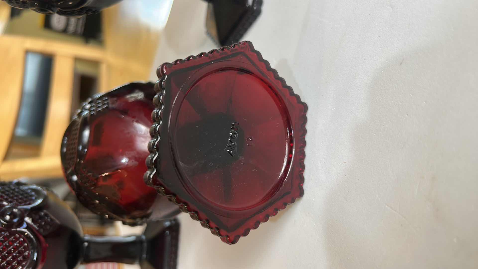 Photo 1 of 4- VINTAGE RUBY RED GOBLETS FROM AVON 1876 CAPE COD COLLECTION