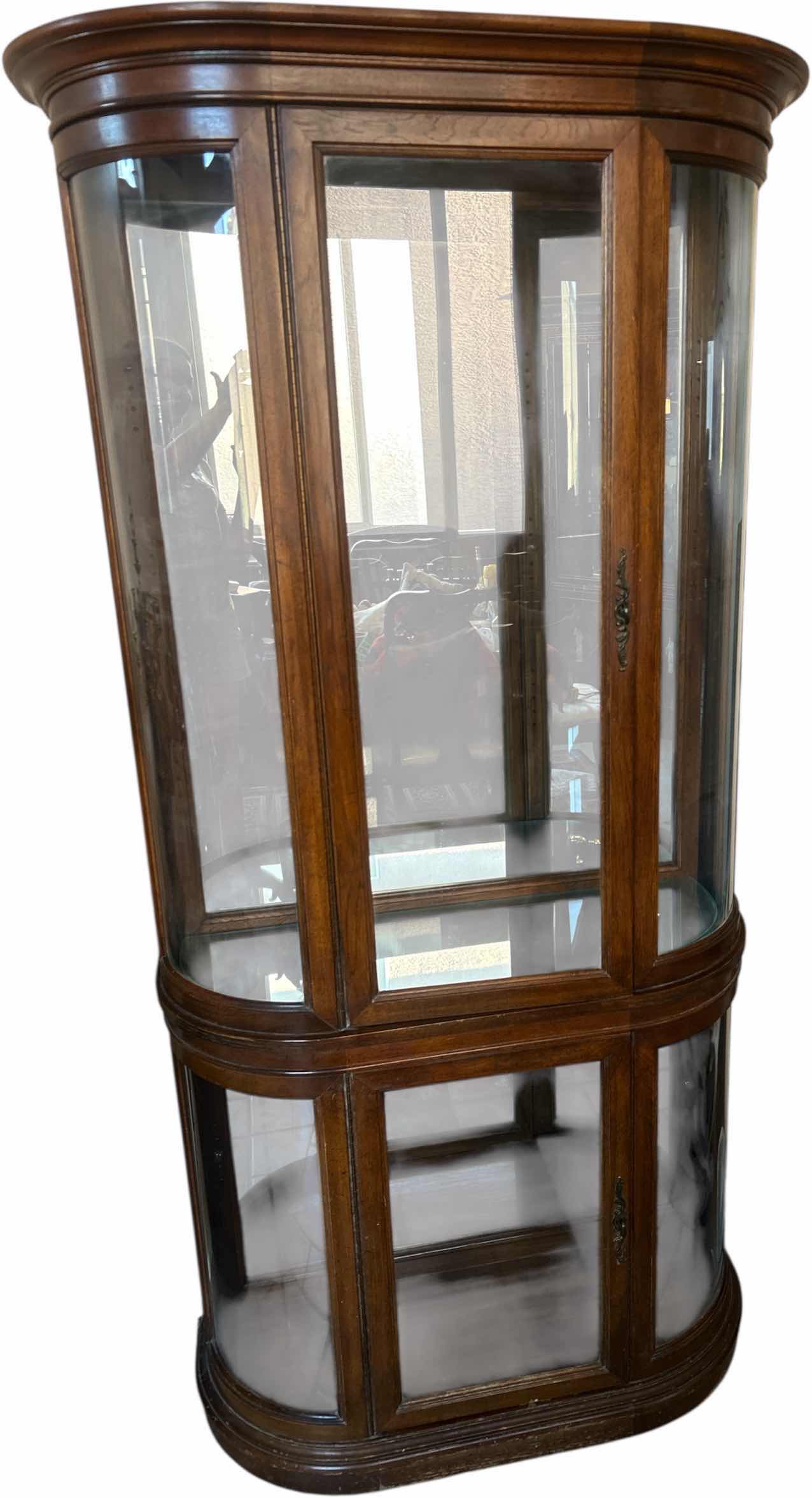 Photo 1 of LIGHTED WOOD DISPLAY CABINET 4 GLASS SHELVES 38” x 14” x H75.25”
