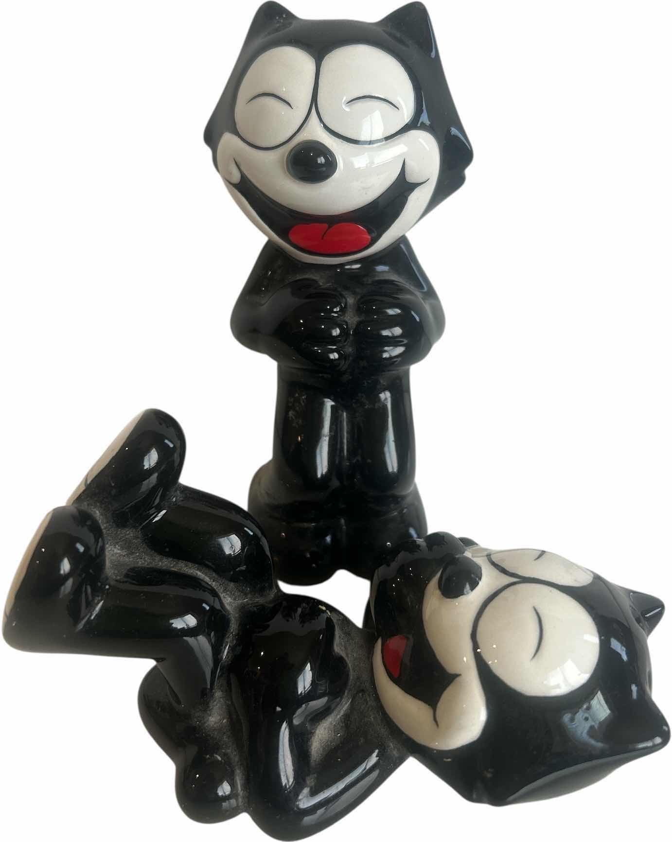Photo 1 of CLAY ART - FELIX THE CAT SALT AND PEPPER SHAKERS H5.5”