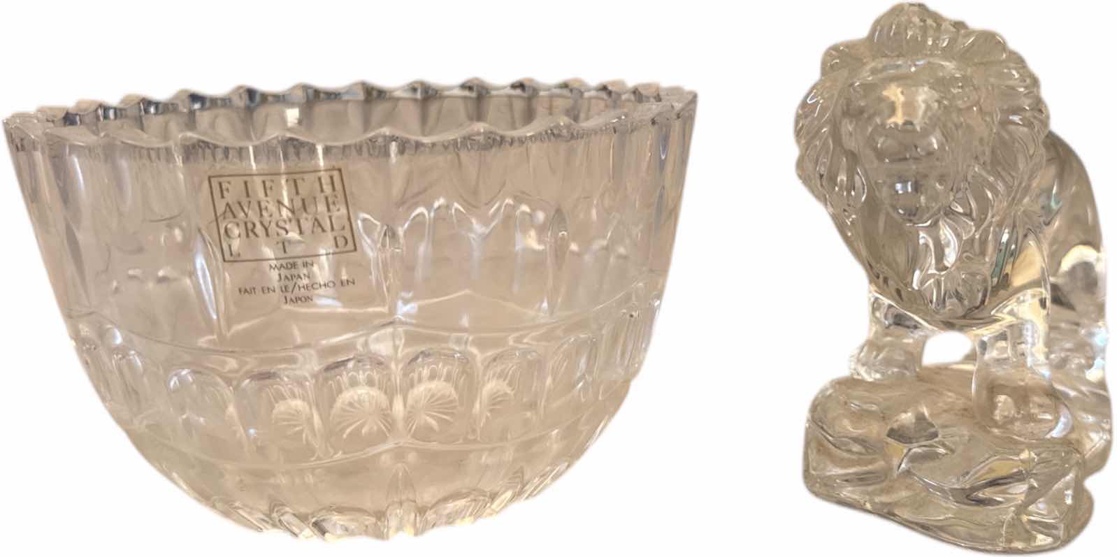 Photo 1 of 2- VINTAGE FIFTH AVENUE CRYSTAL LTD AND WONDERS OF THE WILD 24% LEAD CRYSTAL LION
BOWL
D5.75” X H3.5”