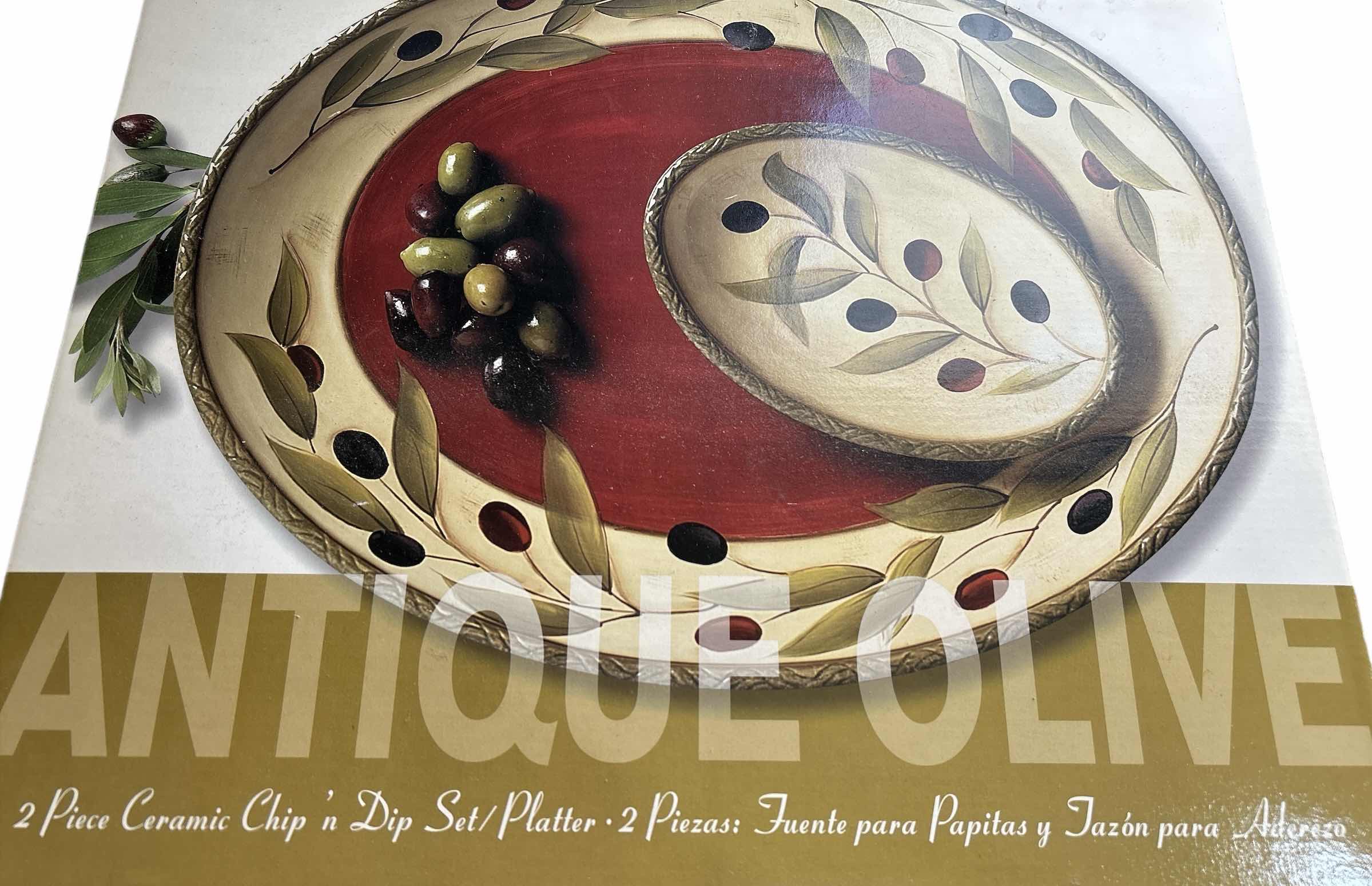 Photo 1 of NEW IN BOX ANTIQUE OLIVE 2 PIECE CERAMIC CHIP AND DIP PL