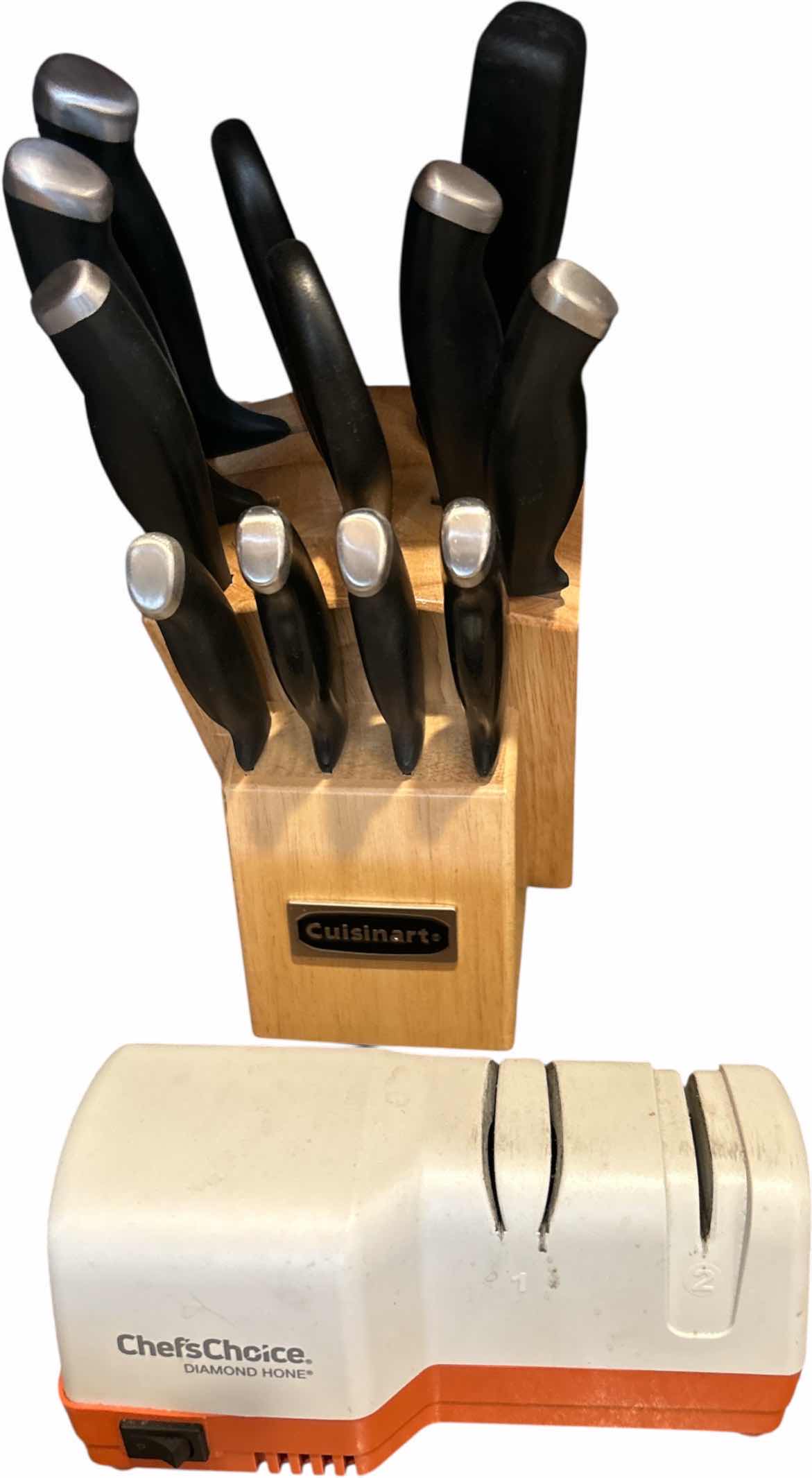 Photo 1 of CUISINART KNIFE BLOCK WITH KNIVES AND CHEFS CHOICE KNIFE SHARPENER