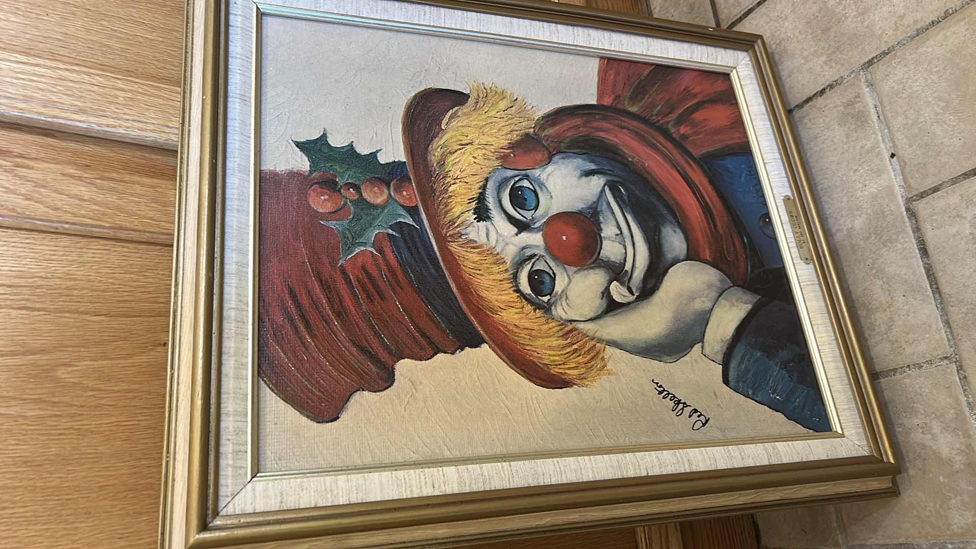Photo 1 of FRAMED OIL ON CANVAS SIGNED RED SKELTON “HOLLY CLOWN” ARTWORK 20 1/2” x H24 1/2”