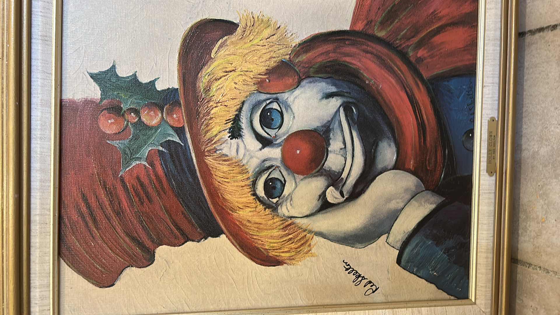 Photo 1 of FRAMED OIL ON CANVAS SIGNED RED SKELTON “HOLLY CLOWN” ARTWORK 20 1/2” x H24 1/2”