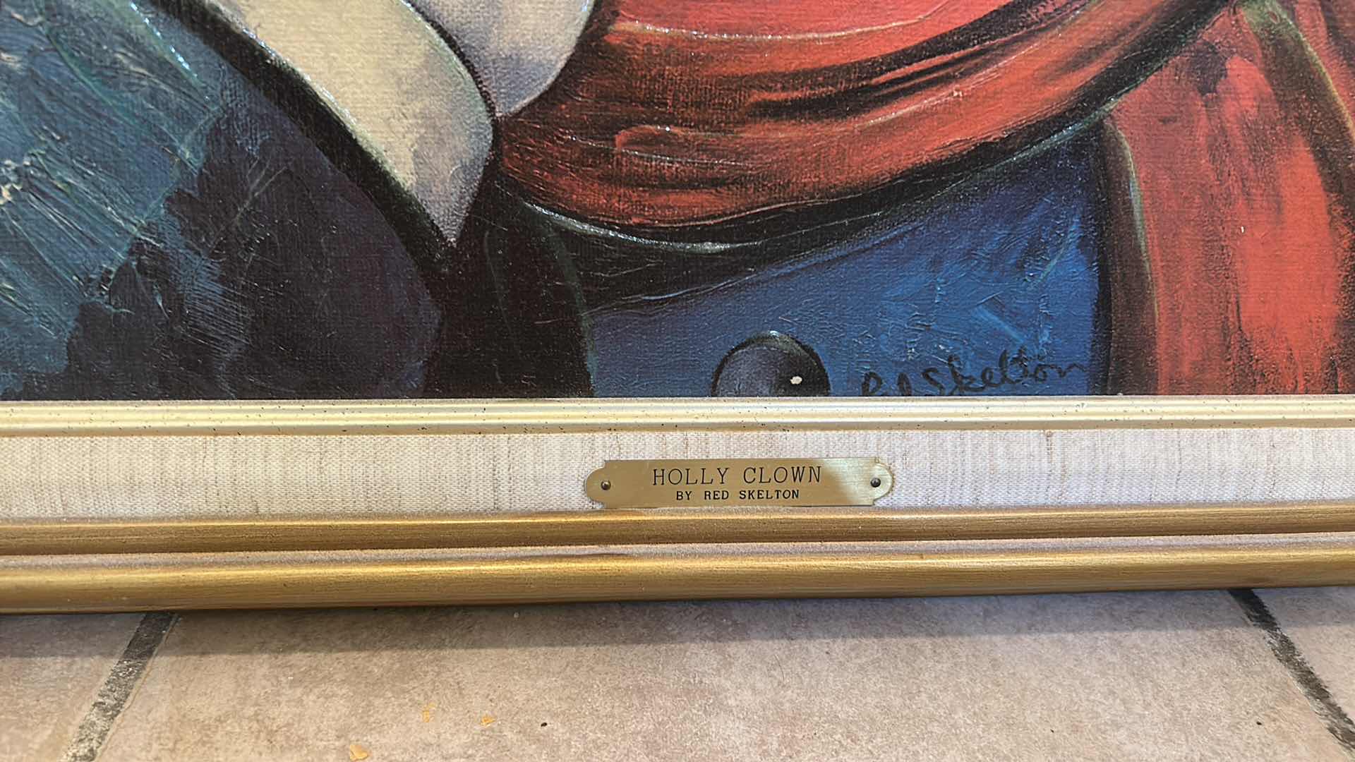 Photo 1 of FRAMED OIL ON CANVAS SIGNED RED SKELTON “HOLLY CLOWN” ARTWORK 20 1/2” x H24 1/2”