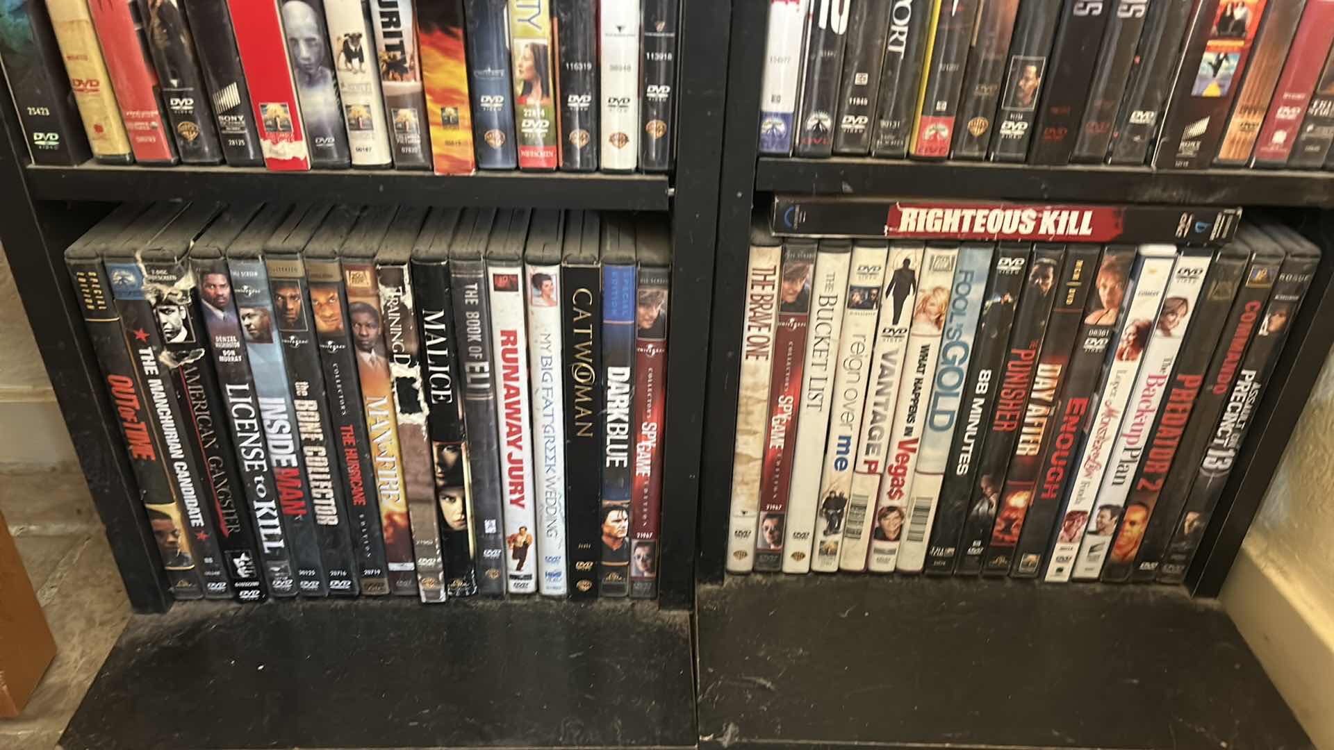 Photo 1 of 2 BLACK SHELVING UNITS WITH DVD’s