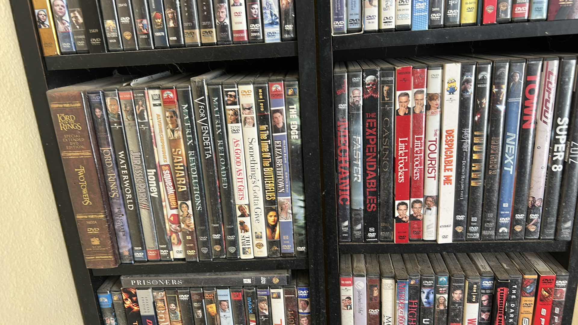 Photo 1 of 2 BLACK SHELVING UNITS WITH DVD’s