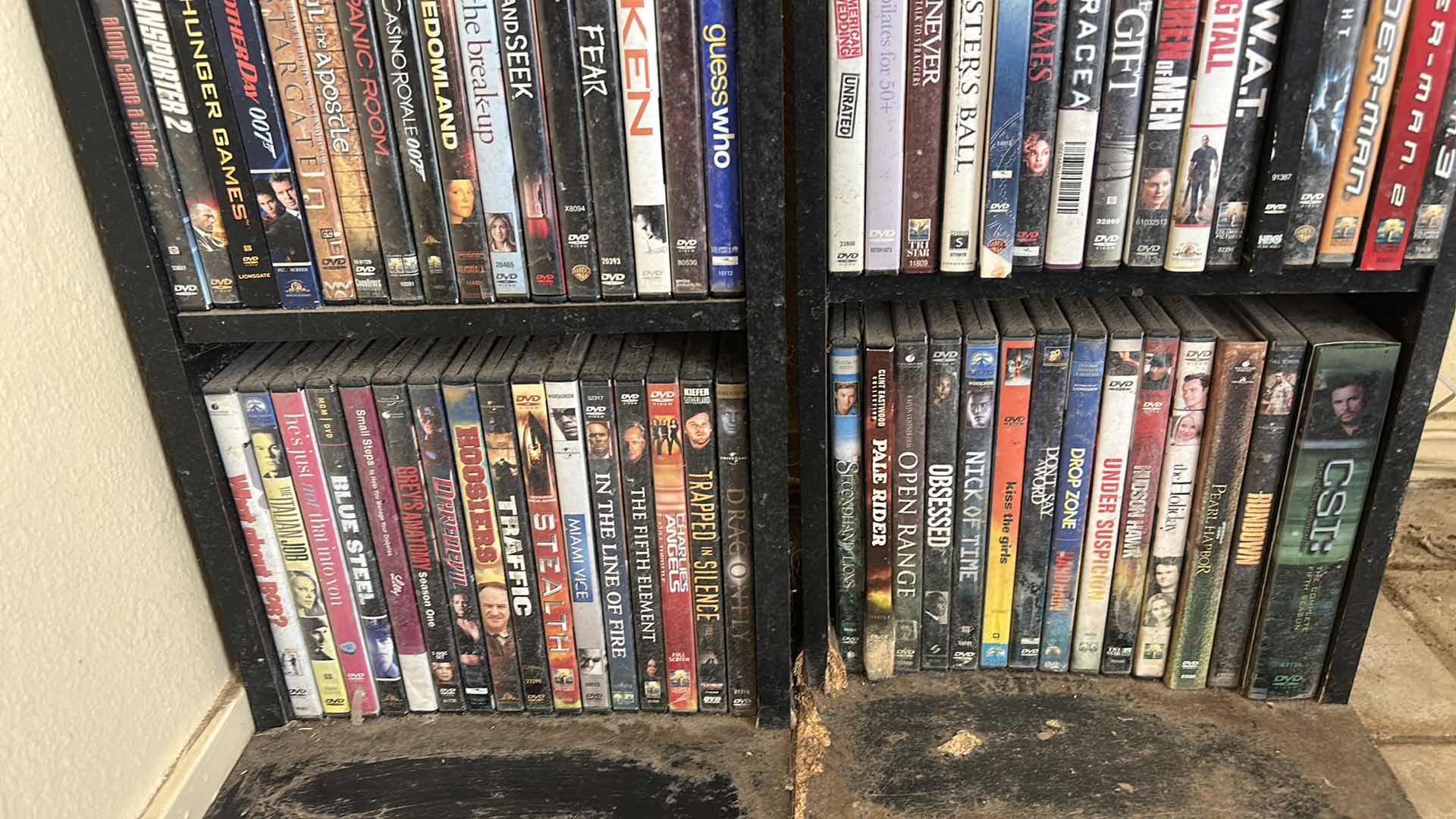 Photo 1 of 2 BLACK SHELVING UNITS WITH DVD’s