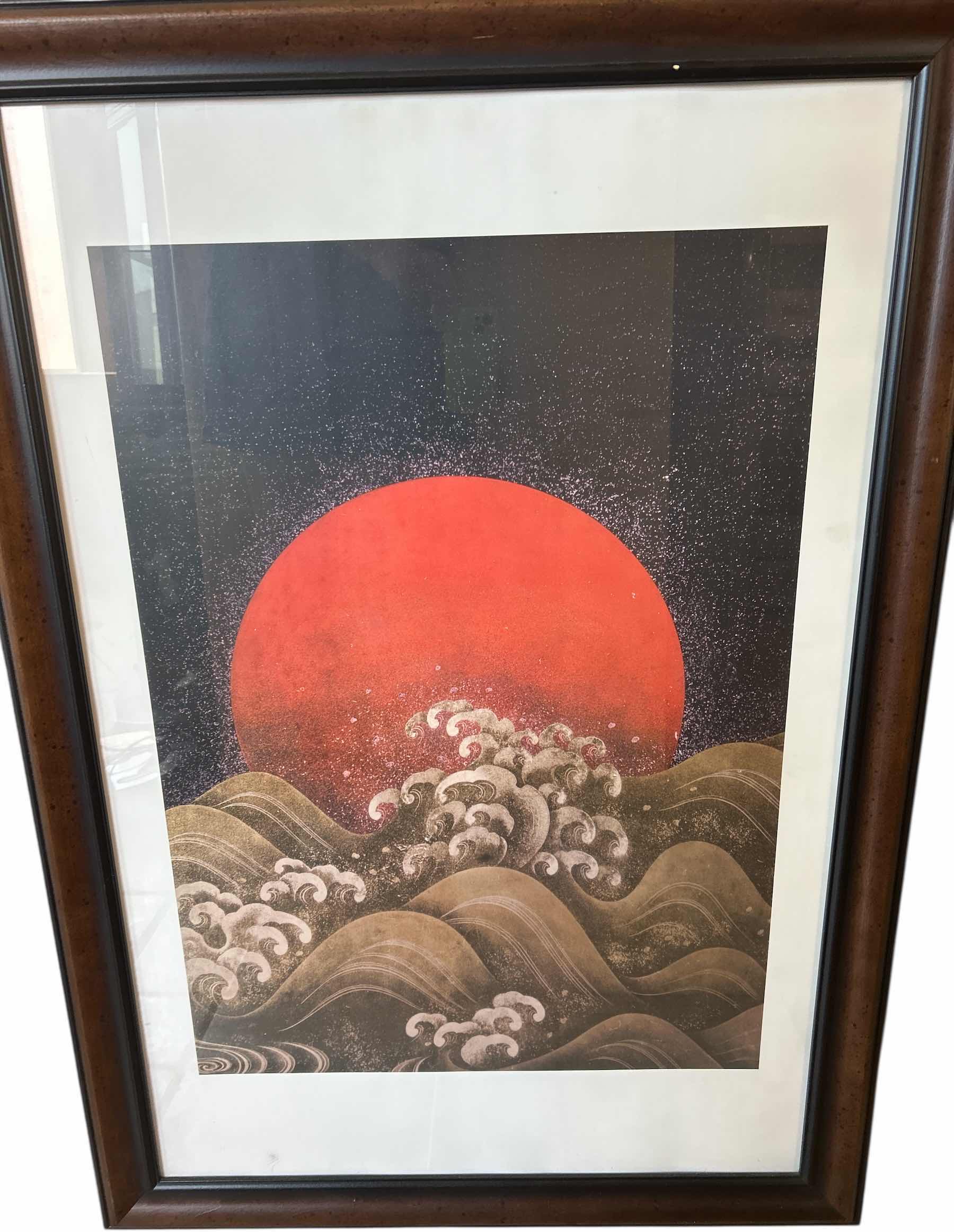 Photo 1 of FRAMED RED SUN OVER WAVE  ARTWORK 29”x H41.5”