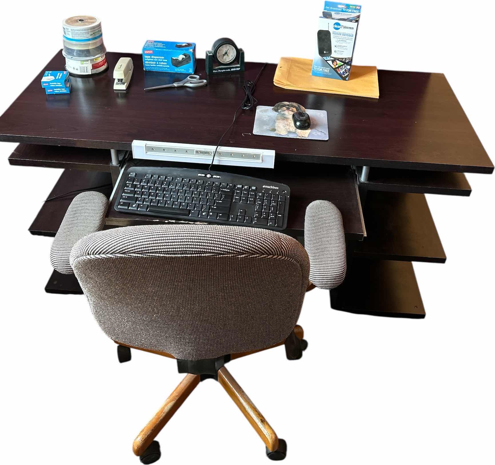 Photo 1 of COMPUTER DESK, CHAIR AND OFFICE SUPPLIES  52” x 22” x H27.5”