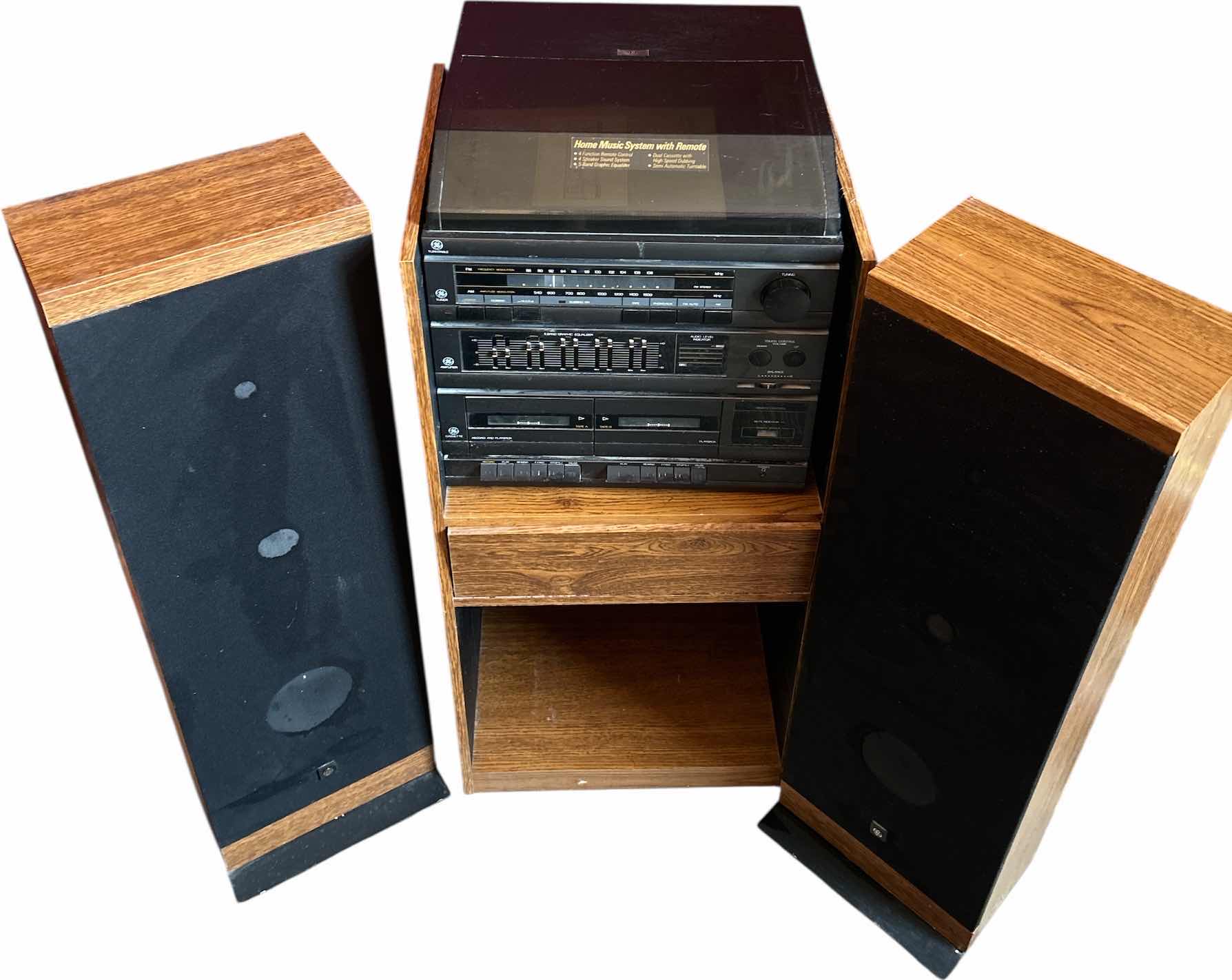 Photo 1 of GE HOME MUSIC SYSTEM, 2 SPEAKERS AND WOOD CABINET
