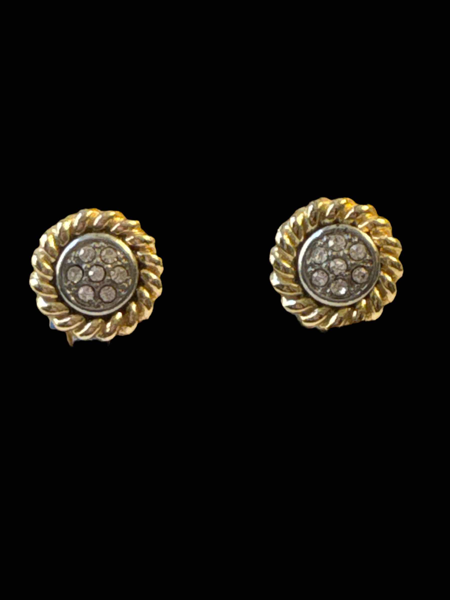 Photo 1 of VINTAGE MONET GOLD AND SILVER TONE CLIP ON EARRINGS, JEWELRY