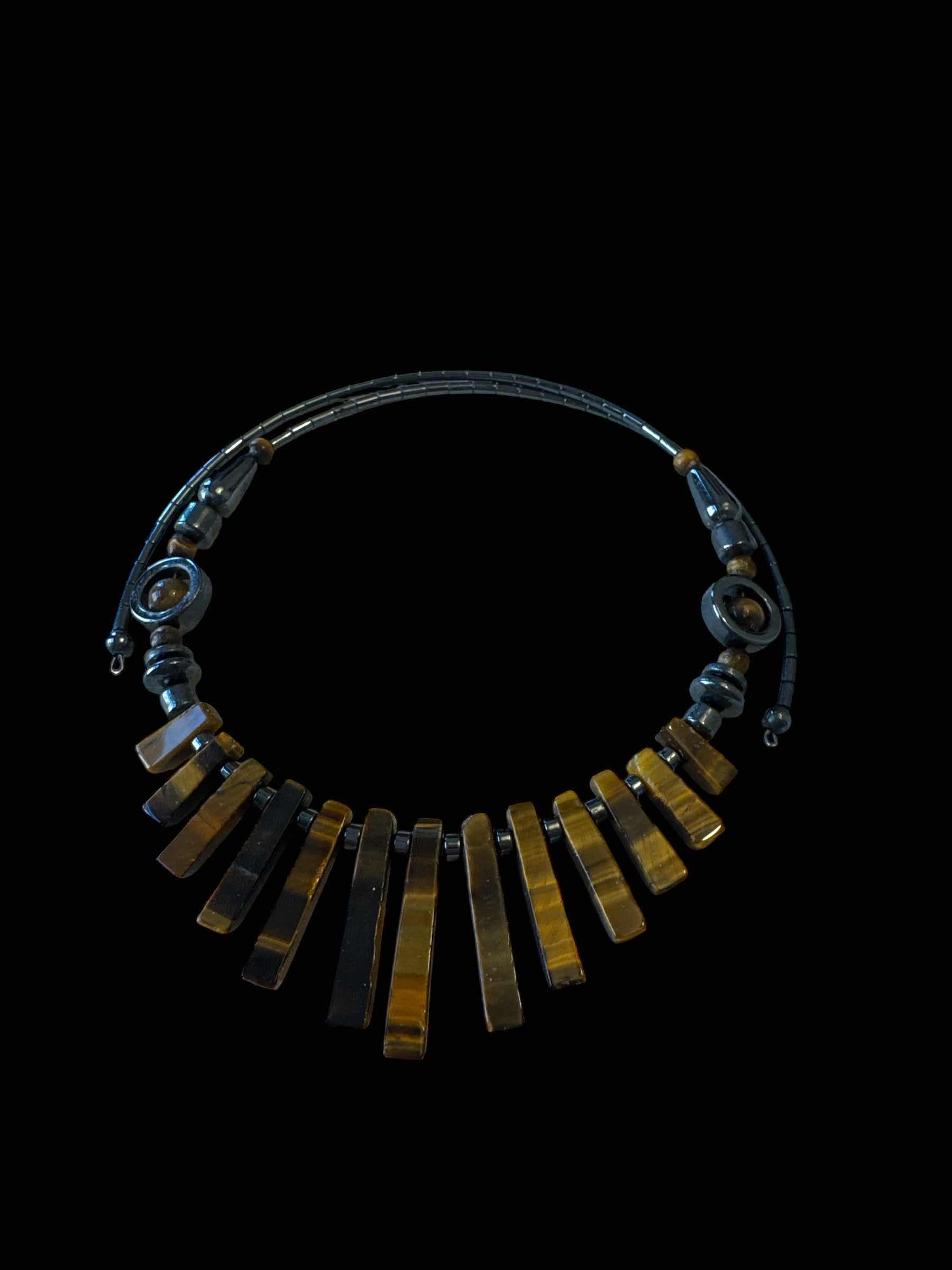 Photo 1 of 3- GEMSTONE NECKLACES AND TIGER-EYE BEADED BRACELET, JEWELRY 

BRACELET
D3”