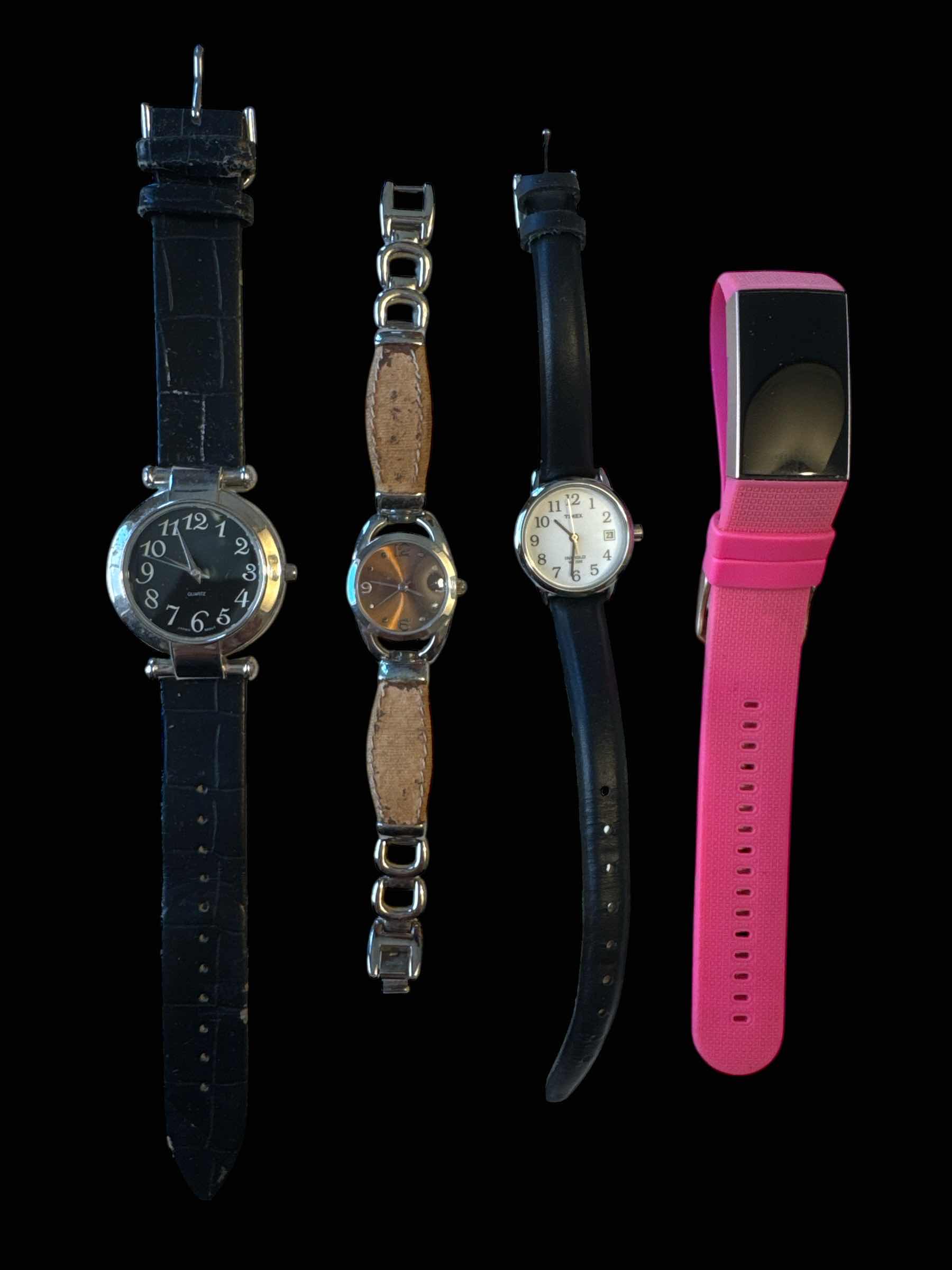 Photo 1 of 4- VINTAGE WOMENS WATCHES, BLACK AND SILVER TONE JEWELRY 

L9” AND SMALLER