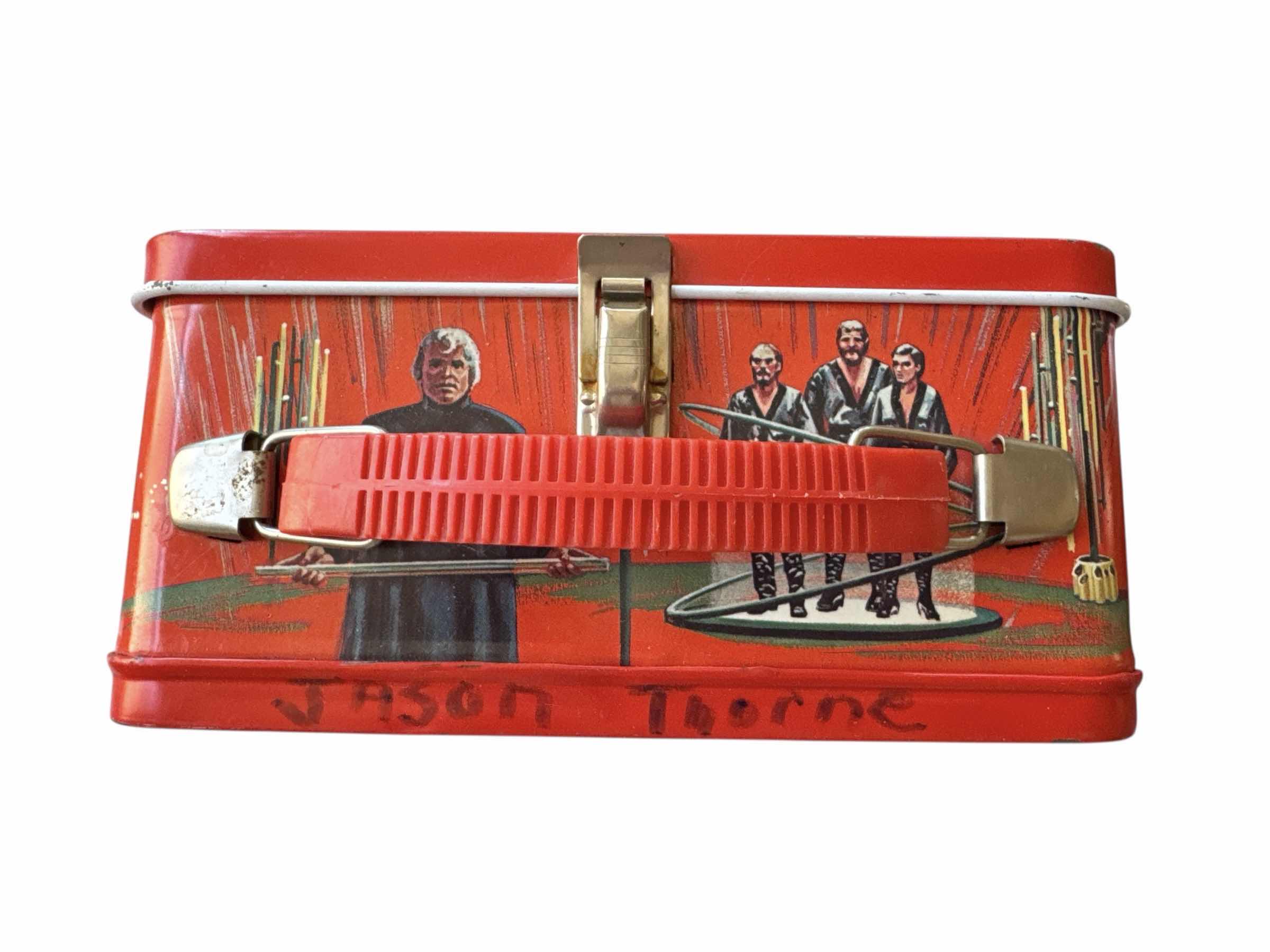 Photo 1 of VINTAGE 1978 SUPERMAN METAL LUNCH BOX AND THERMAL, 

8” X 4” X H7”