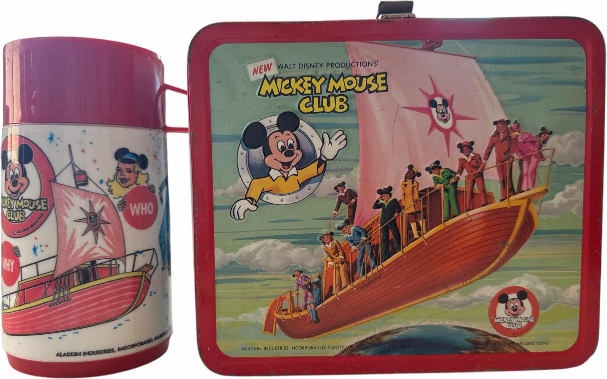 Photo 1 of VINTAGE MICKEY MOUSE CLUB METAL LUNCH BOX AND THERMAL

8” X 4” X H7”