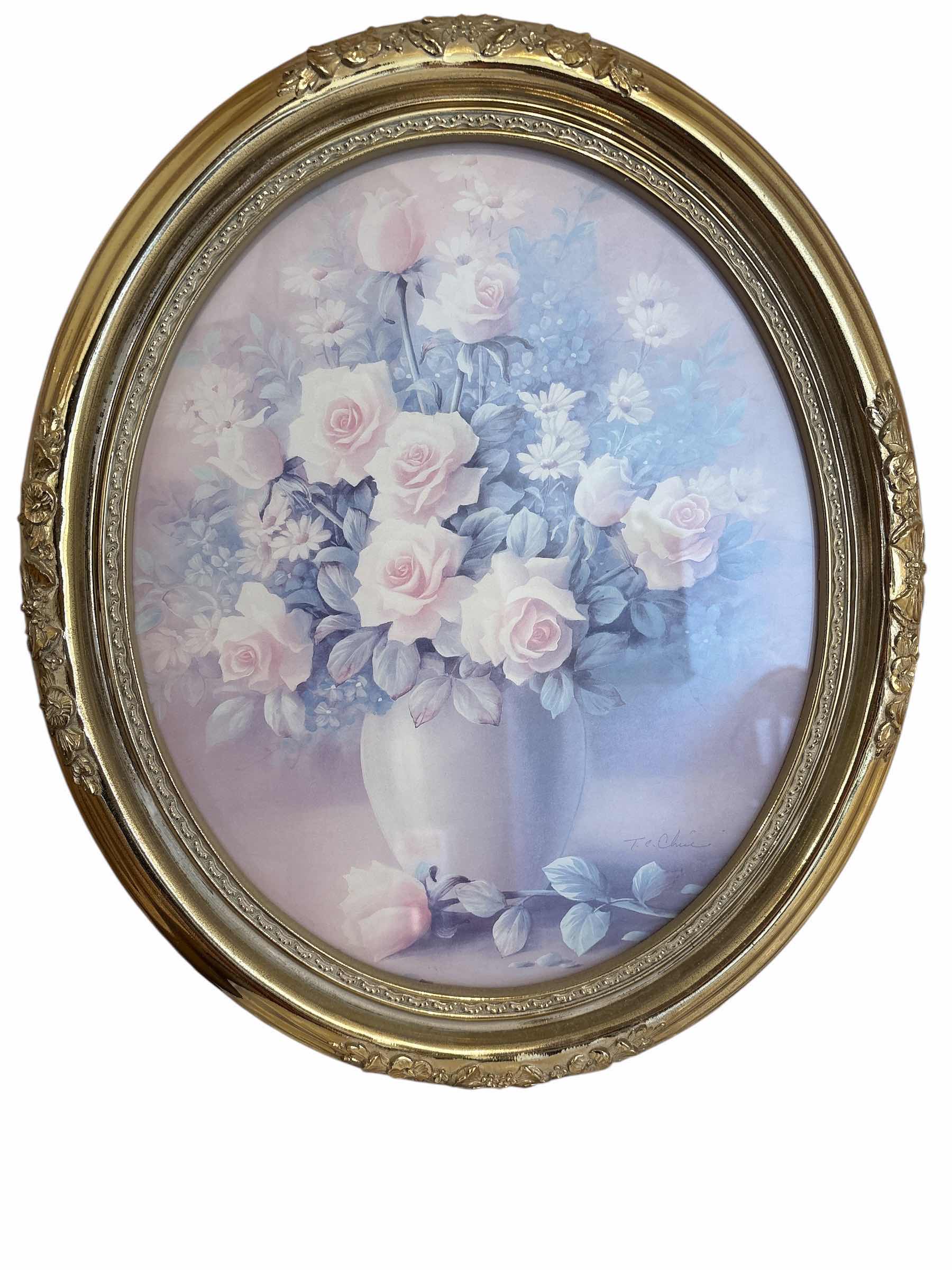 Photo 1 of T.C. CHUI OVAL ROSE FRAMED ART 15” X 18” H