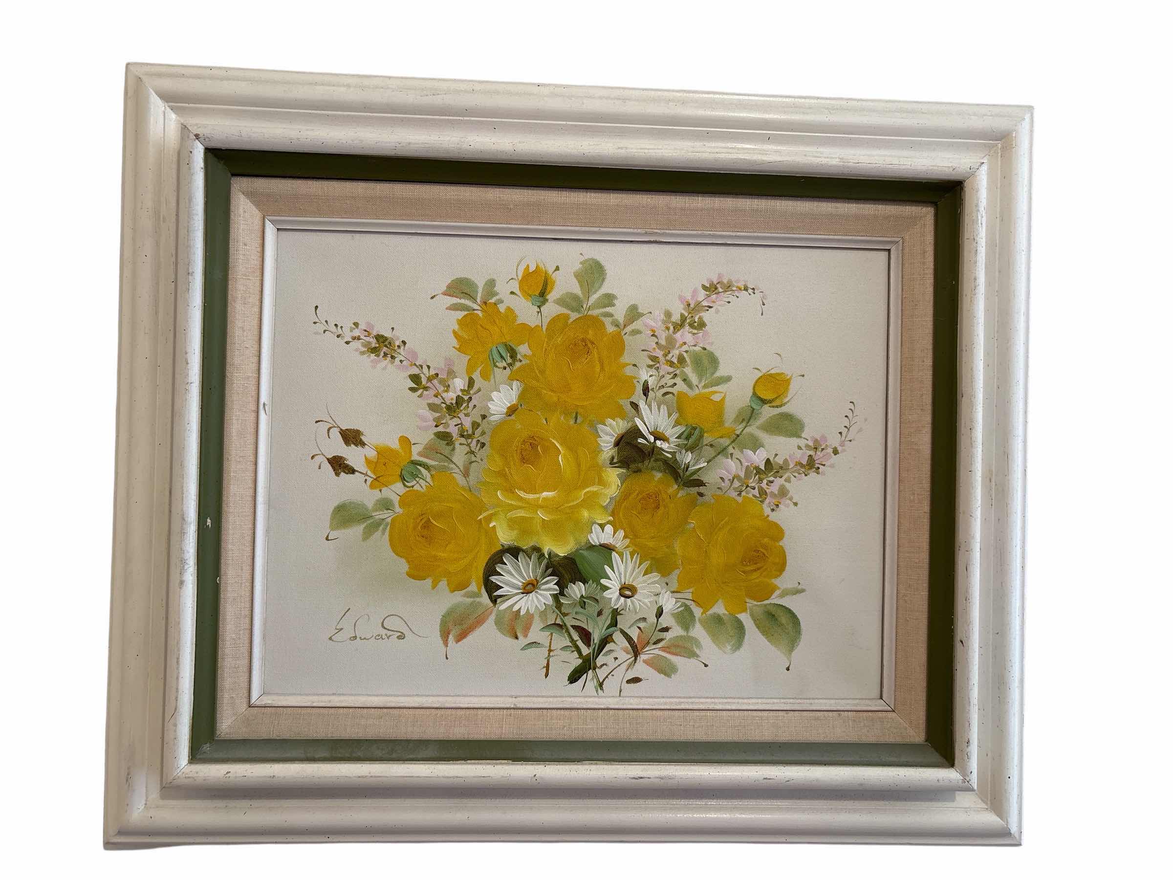 Photo 1 of FRAMED ART YELLOW ROSE SIGNED EDWARD 22” X 19” H
