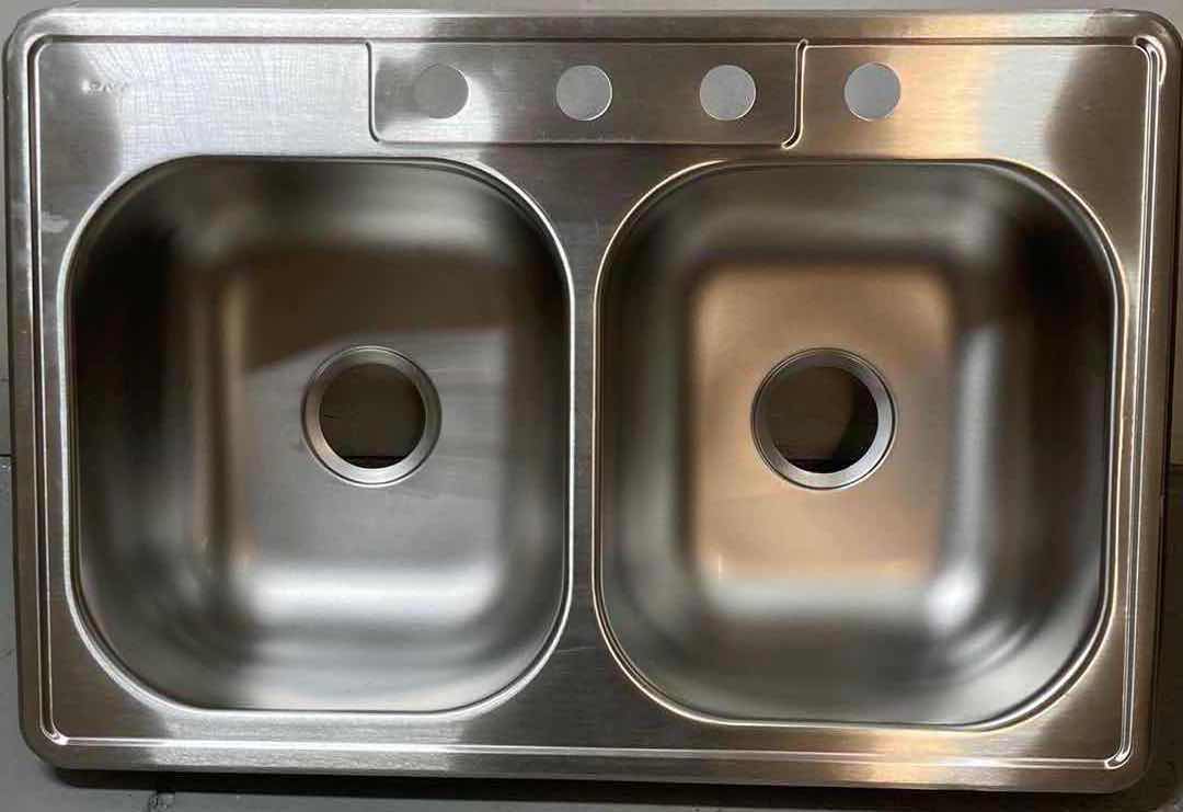 Photo 1 of ELKAY 33” STAINLESS STEEL 4 HOLE DOUBLE BOWL DROP IN SINK MODEL HDDB332284QI