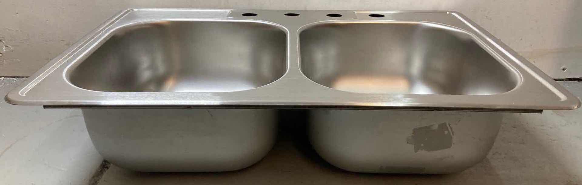 Photo 2 of ELKAY 33” STAINLESS STEEL 4 HOLE DOUBLE BOWL DROP IN SINK MODEL HDDB332284QI