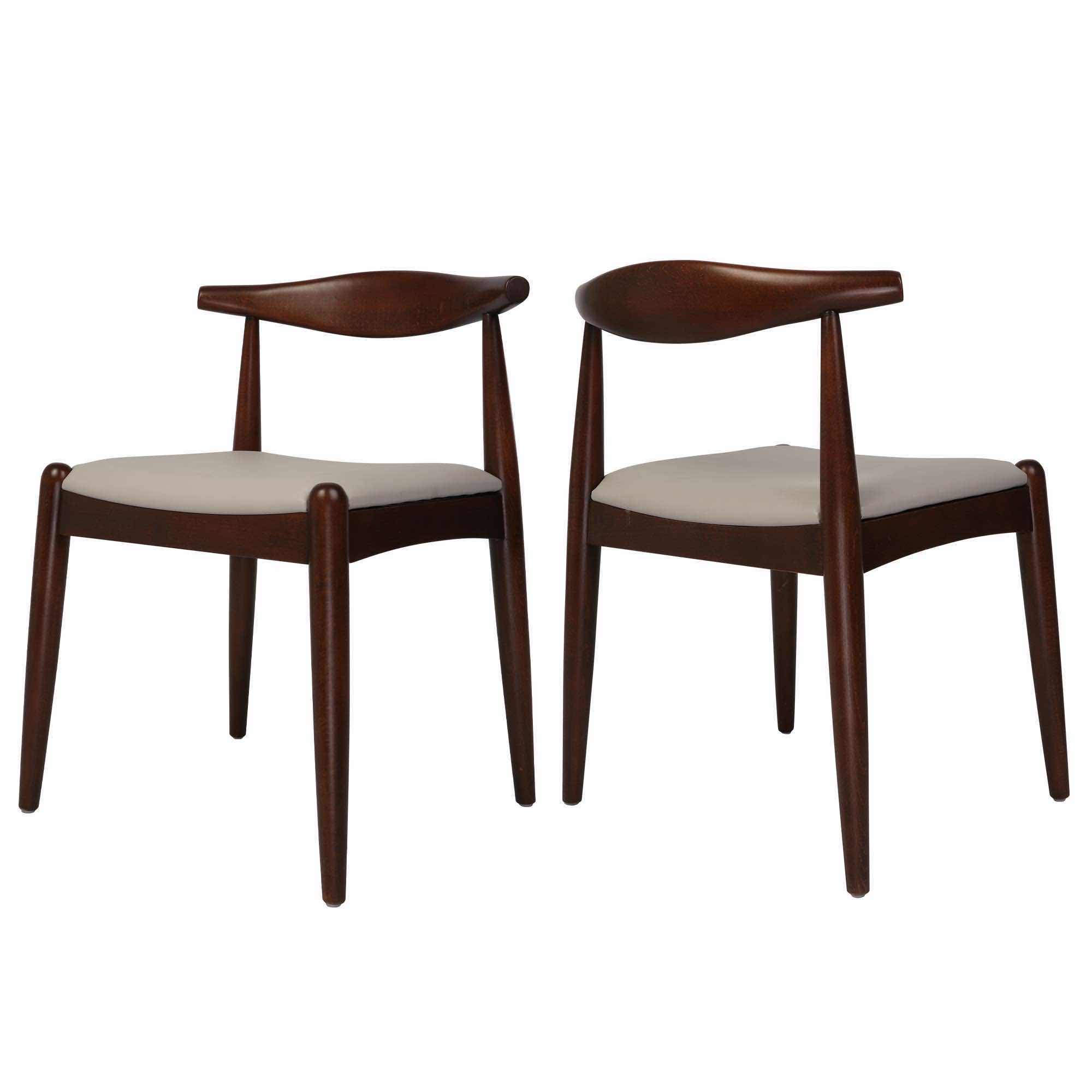 Photo 1 of MID-CENTURY MODERN BROWN WOOD FINISH & LIGHT GREY FABRIC SEATED ARMLESS DINING CHAIRS SET OF 2 MODEL 59296.00FDBEI