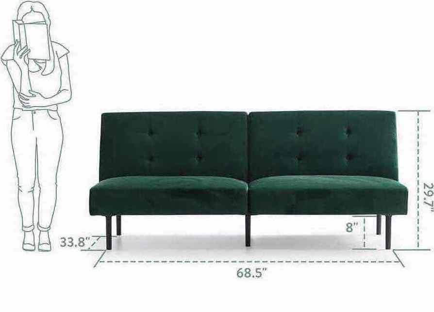 Photo 2 of NEW EDENBROOK GILMAN FOREST GREEN VELVET ARMLESS FUTON SOFA BED MODEL EH0004SSF68VN