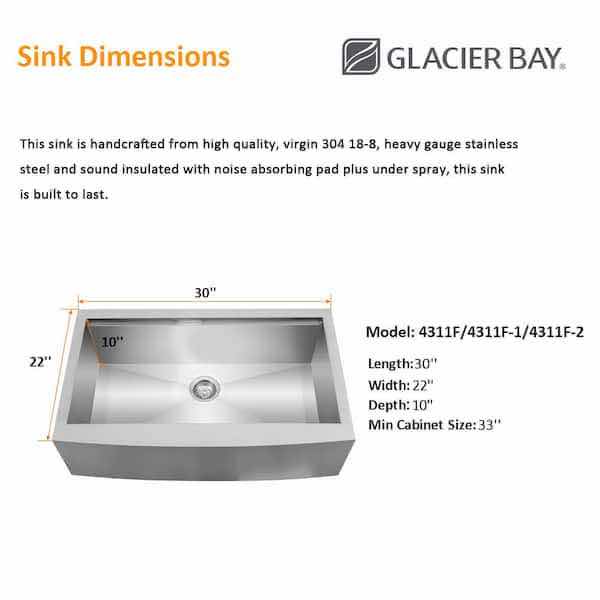 Photo 2 of NEW GLACIER BAY FARMHOUSE 30” STAINLESS STEEL SINGLE BOWL KITCHEN WORKSTATION SINK W ACCESSORIES MODEL 1004099086