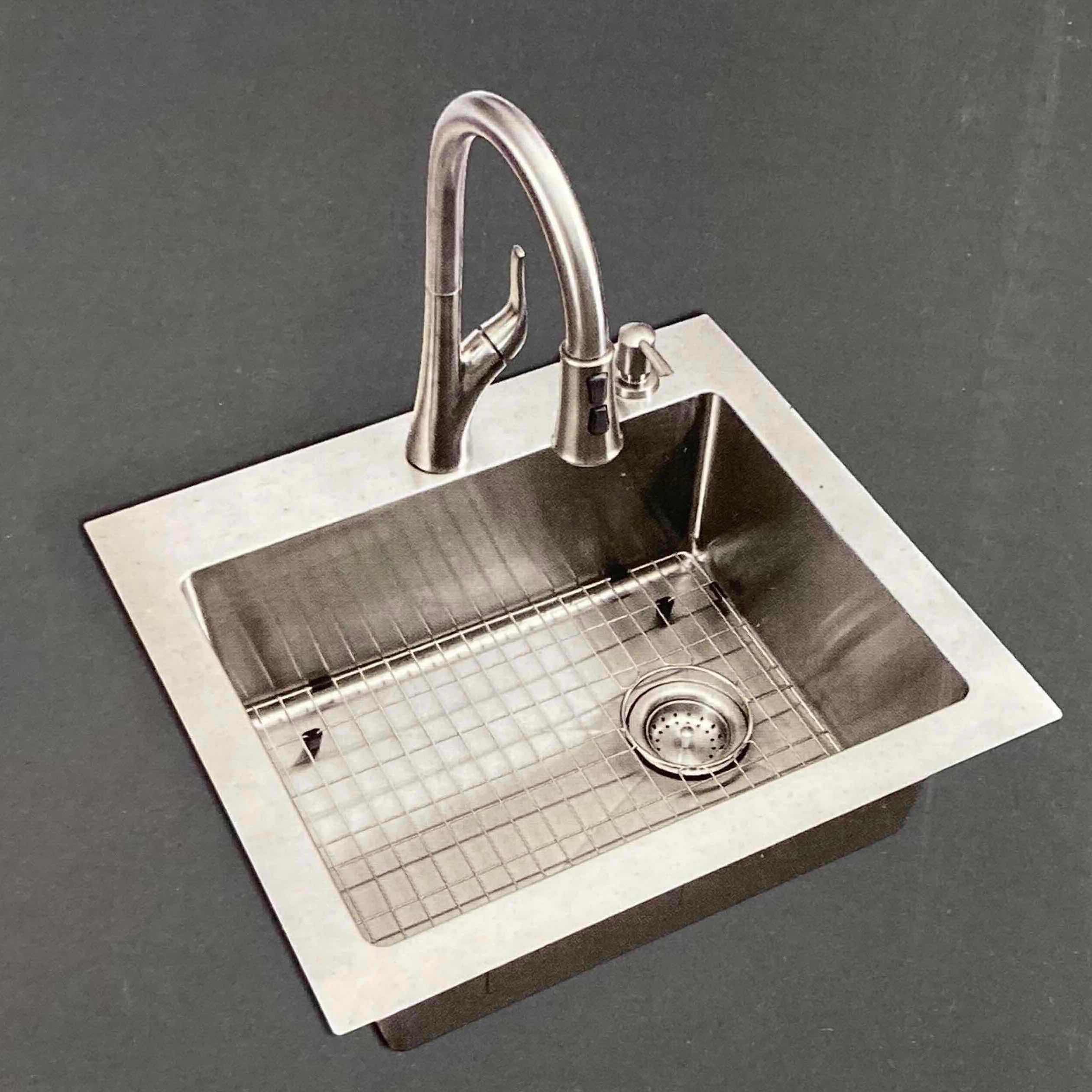 Photo 1 of NEW GLACIER BAY 25" BRUSED STAINLESS STEEL 18 GAUGE SINGLE BOWL KITCHEN SINK ALL IN 1 SET MODEL 1002 760 068