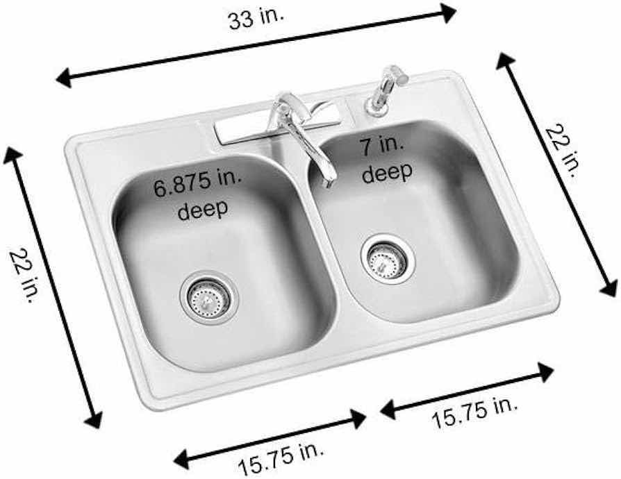 Photo 3 of NEW GLACIER BAY 33" BRUSHED STAINLESS STEEL 22 GAUGE DROP IN DOUBLE BOWL KITCHEN SINK ALL IN 1 SET MODEL 348 961