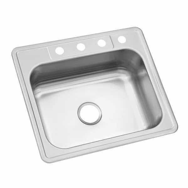 Photo 1 of NEW GLACIER BAY 25" BRUSHED STAINLESS STEEL 20 GAUGE 4 FAUCET HOLE SINGLE BOWL KITCHEN SINK MODEL 114 559