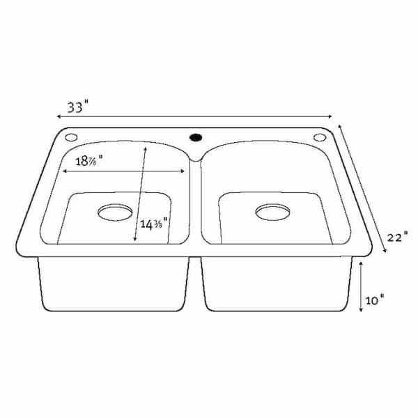 Photo 2 of NEW SWAN 33" MATTE WHITE DUAL MOUNT 1 FAUCET HOLE DOUBLE BOWL KITCHEN SINK MODEL KS02233LB.010