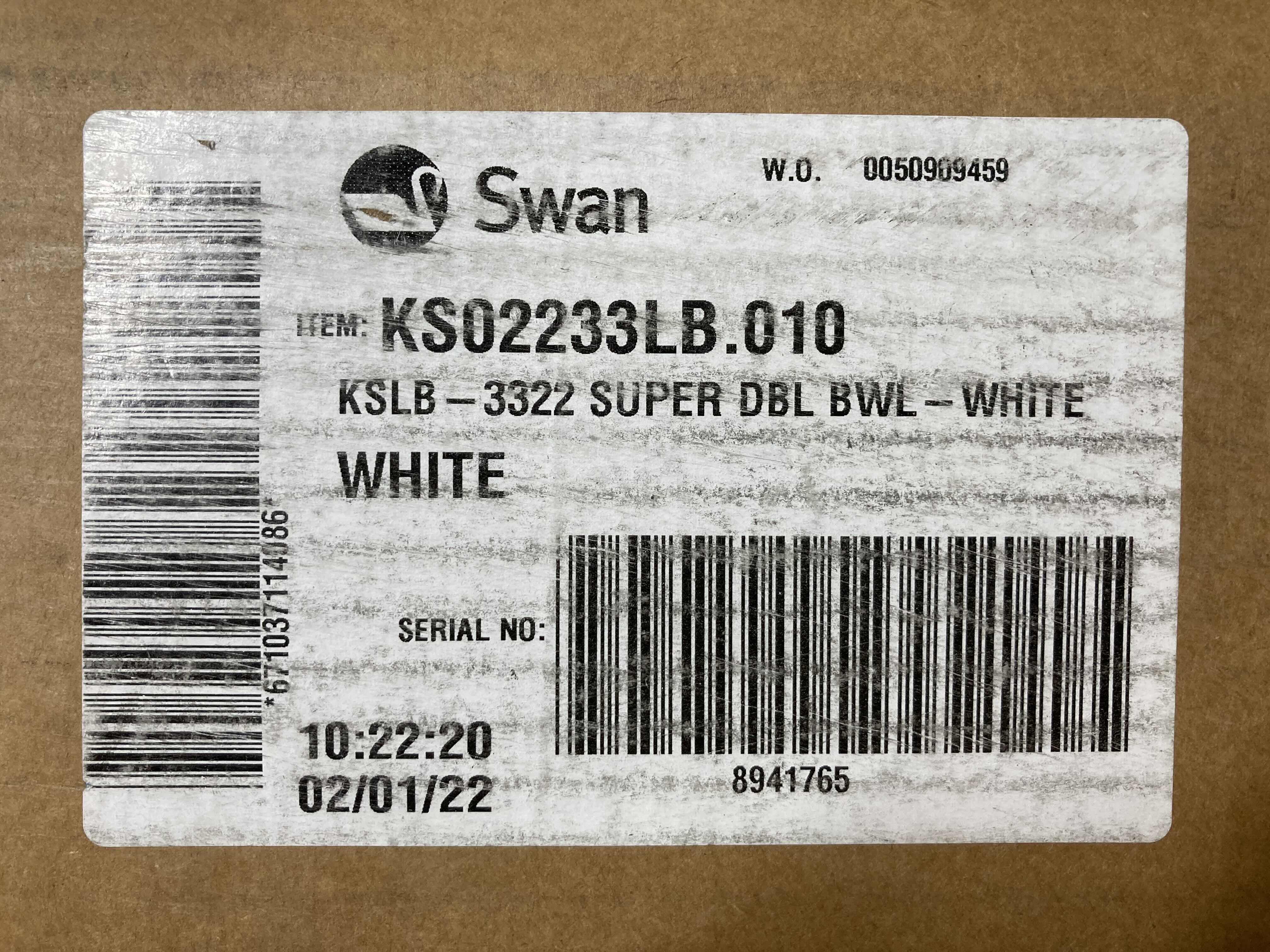 Photo 3 of NEW SWAN 33" MATTE WHITE DUAL MOUNT 1 FAUCET HOLE DOUBLE BOWL KITCHEN SINK MODEL KS02233LB.010