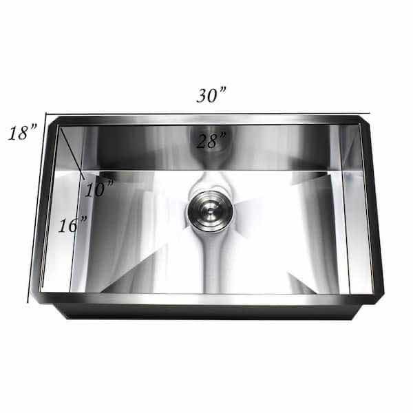 Photo 3 of NEW KINGSMAN HARDWARE 30" STAINLESS STEEL 16 GAUGE UNDERMOUNT DEEP SINGLE BOWL KITCHEN SINK COMBO MODEL ARL-F3018-AP