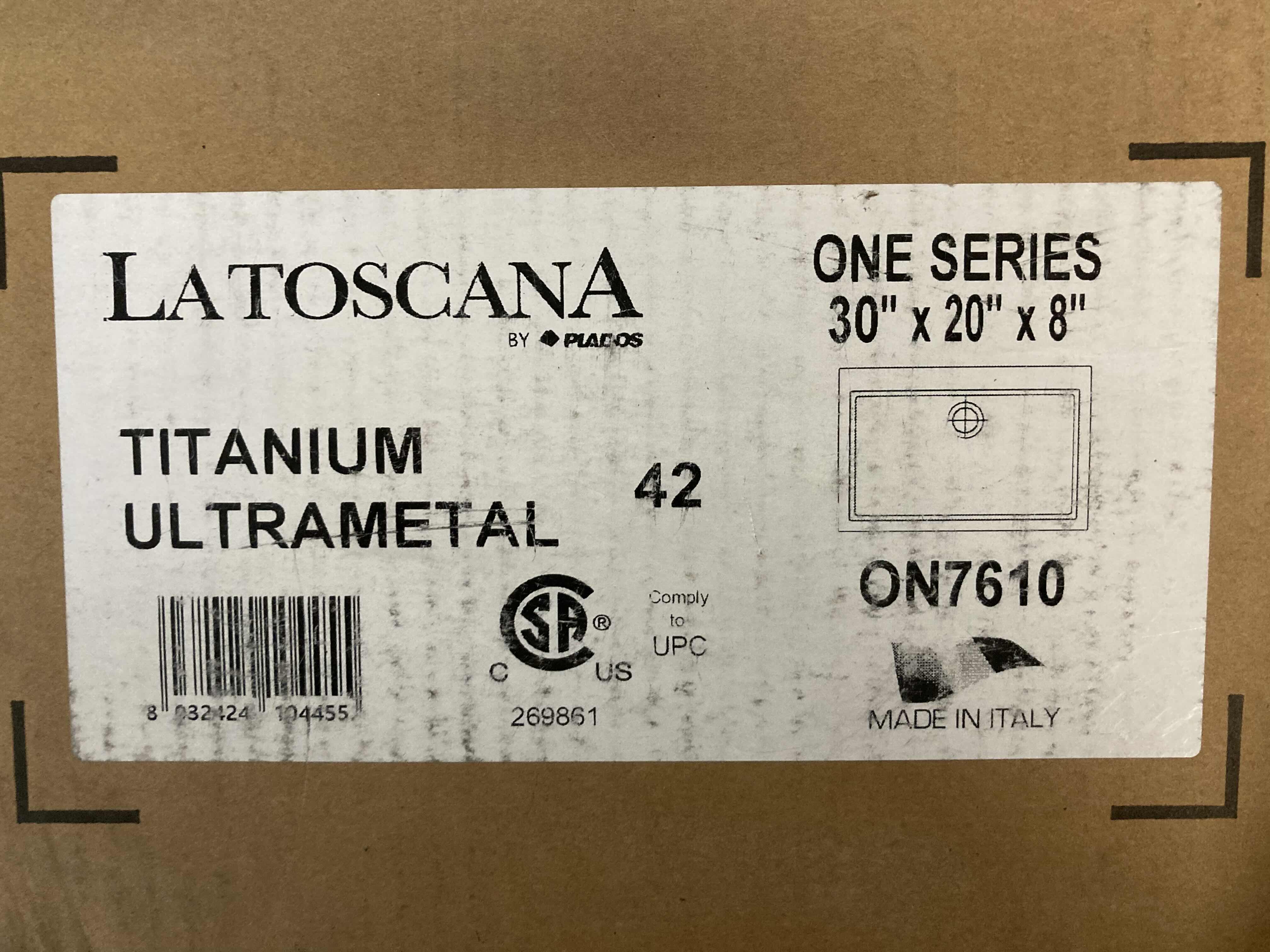 Photo 3 of NEW PLADOS LATOSCANA ONE SERIES 30" GRANITE FINISH TITANIUM ULTRA METAL DROP IN SINGLE BOWL KITCHEN SINK MODEL ON7610-42