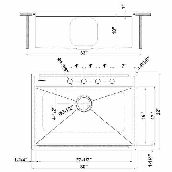 Photo 3 of NEW GLACIER BAY 30" STAINLESS STEEL 18 GAUGE TOP MOUNT SINGLE BOWL KITCHEN WORKSTATION SINK W ACCESSORIES MODEL 1004099088