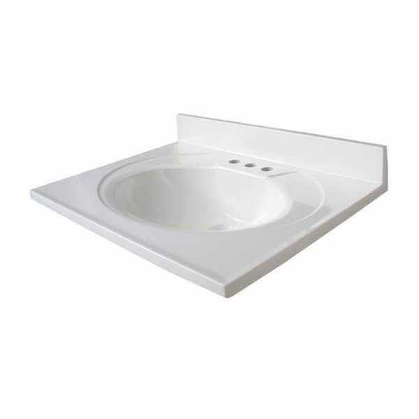 Photo 1 of NEW GLACIER BAY 25" WHITE CULTURED MARBLE CENTERED BOWL BASIN VANITY TOP SINK MODEL 143 533