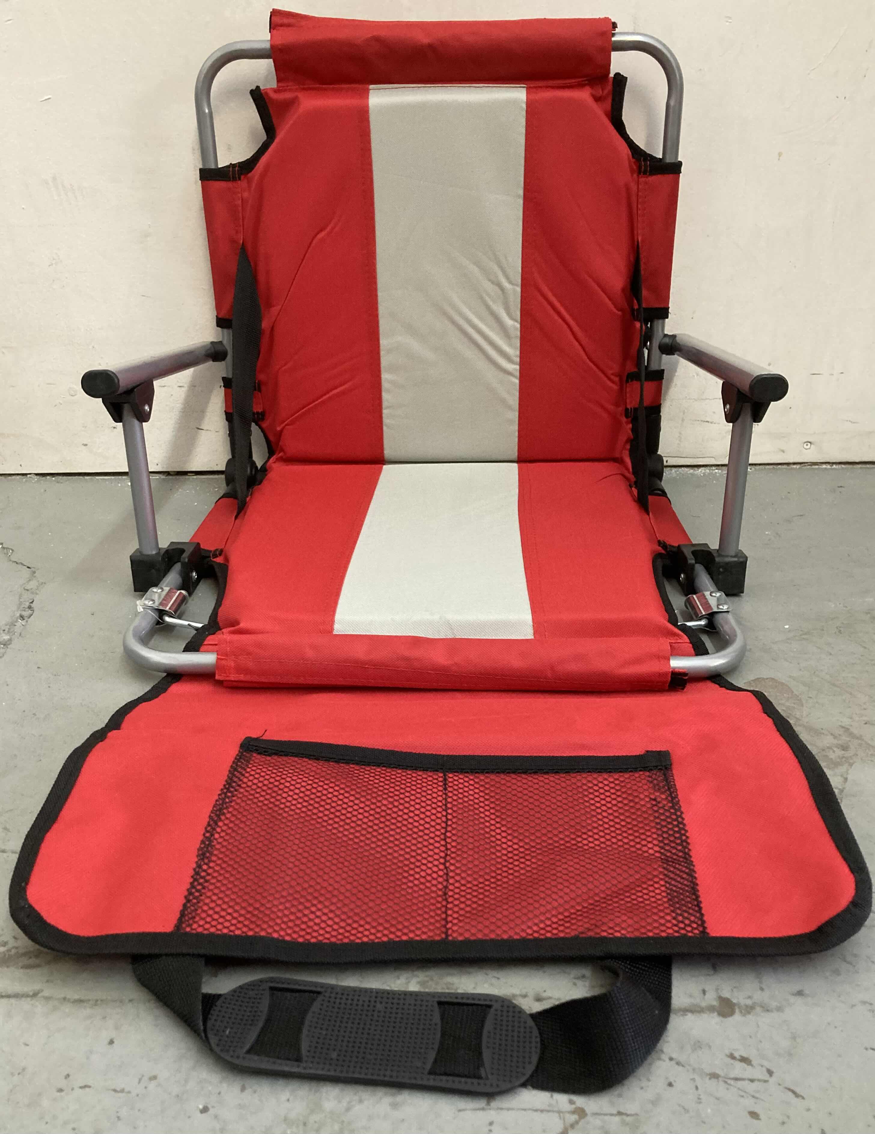 Photo 2 of NEW STANPORT RED/TAN STADIUM CHAIR 21" X 17.5" H17.5"