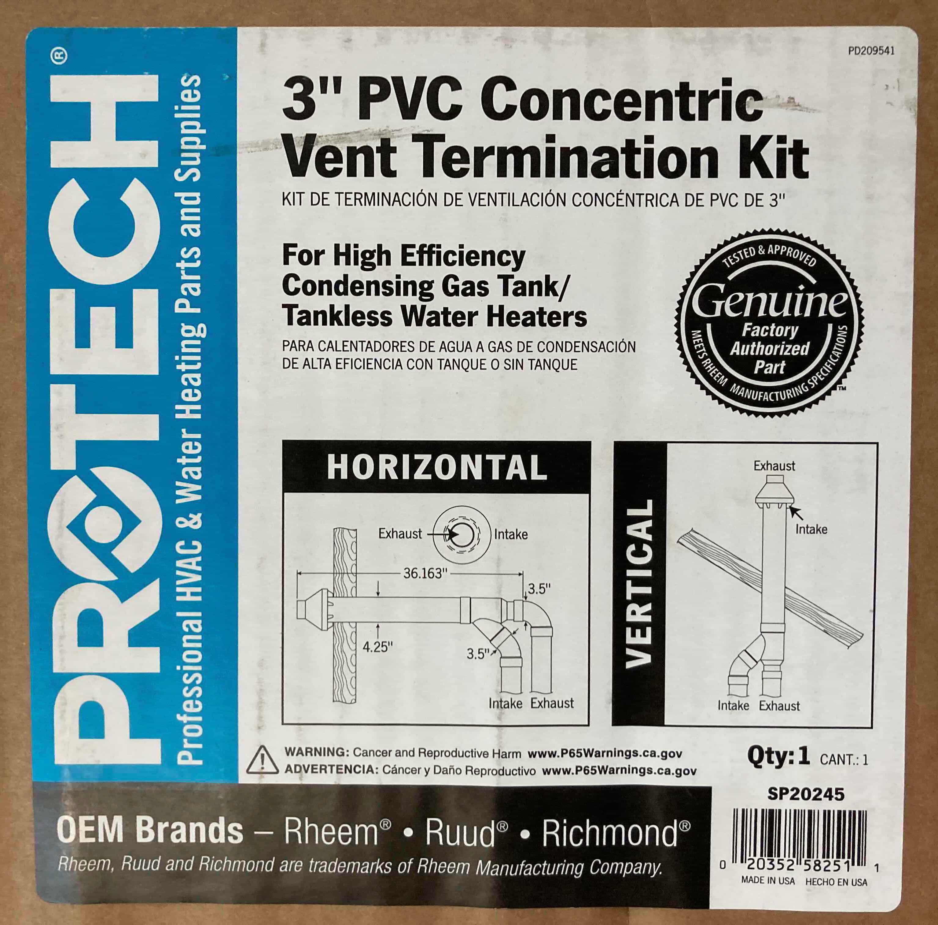 Photo 6 of NEW PROTECH 3” PVC CONCENTRIC VENT TERMINATION KIT MODEL SP20245