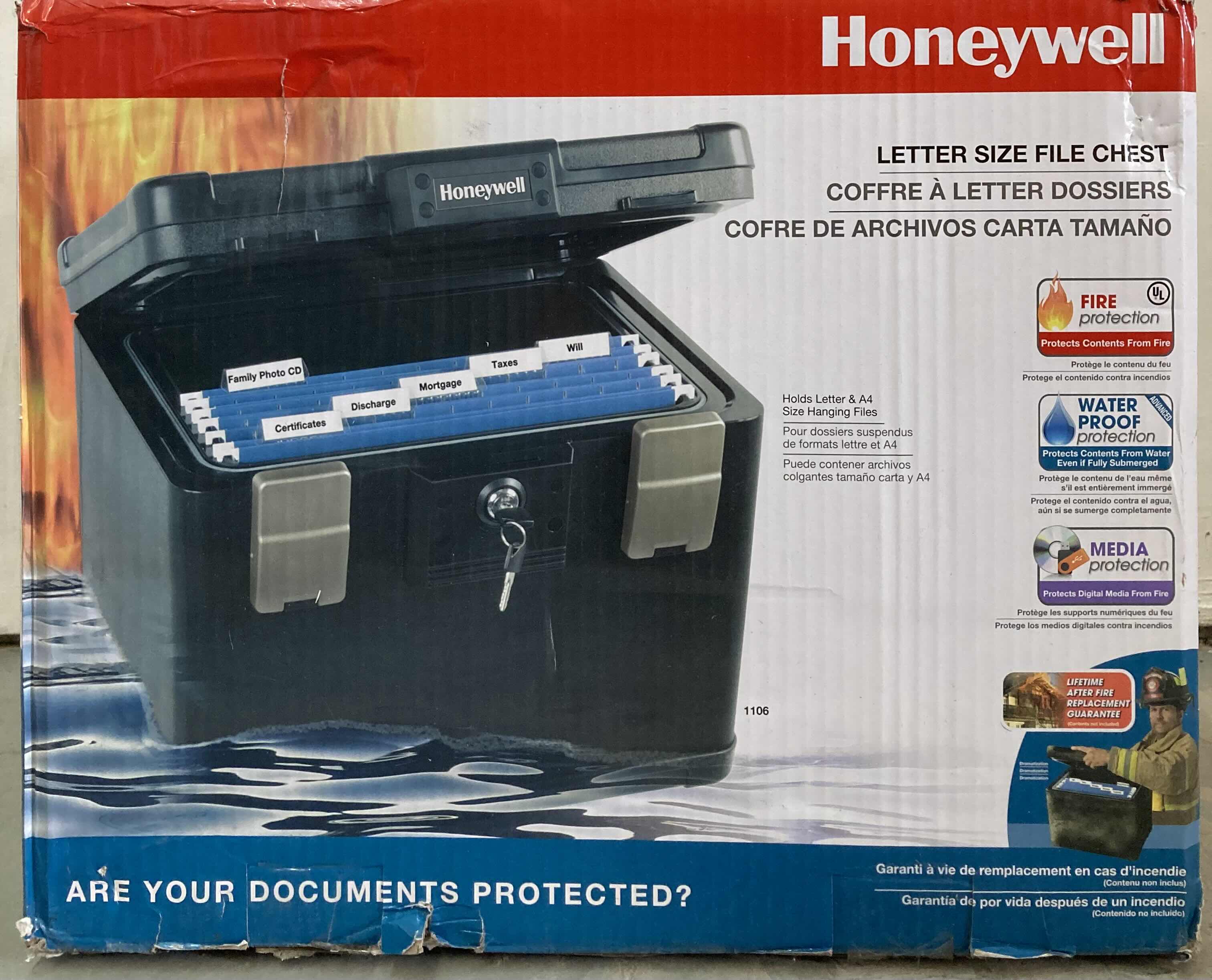 Photo 5 of NEW HONEYWELL FIREPROOF WATERPROOF LETTER SIZE FILE CHEST SAFE MODEL 1106