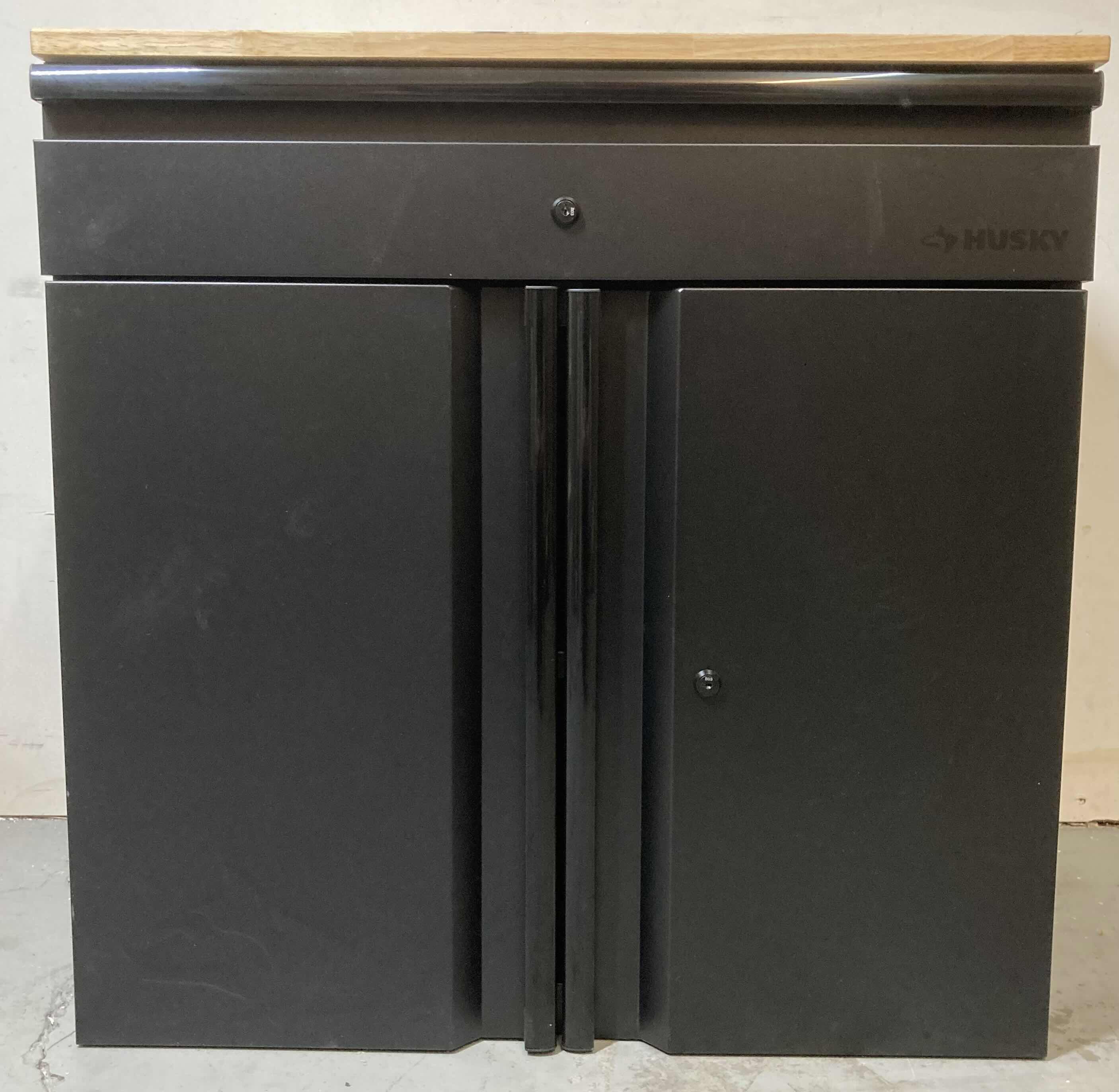 Photo 1 of NEW HUSKY WOOD TOP BLACK COATED STEEL GARAGE BASE WORK CABINET 32” X 21.5” H32”