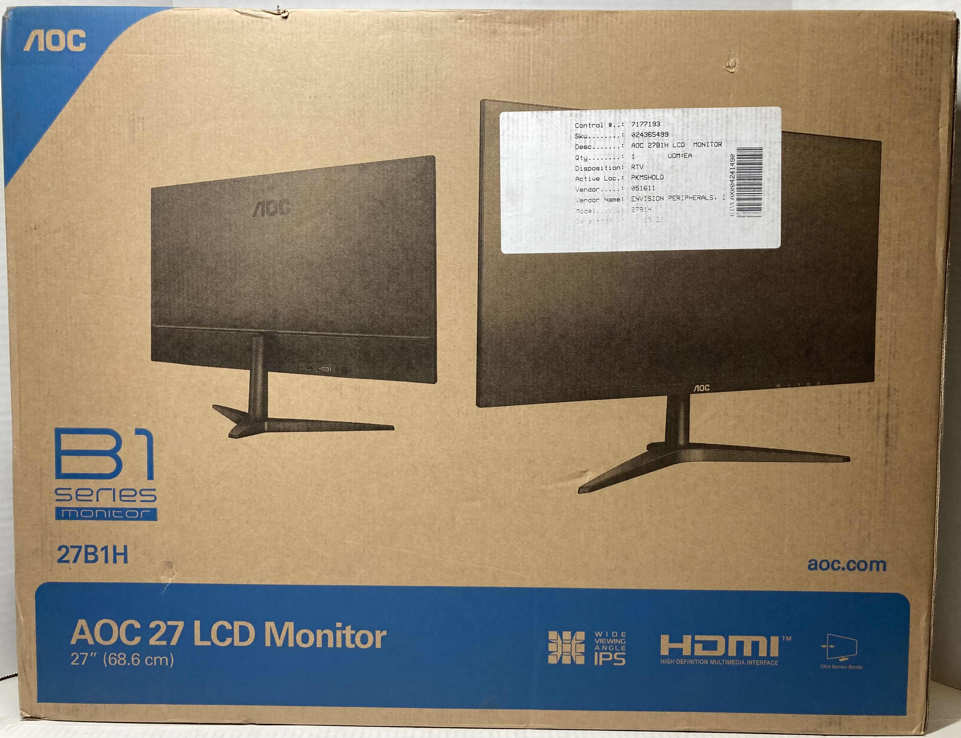 Photo 5 of NEW AOC 27” B1 SERIES LCD MONITOR MODEL 27B1H