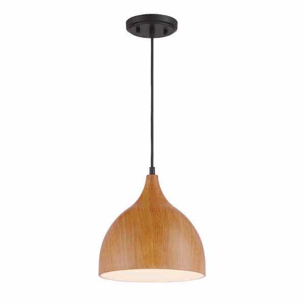 Photo 2 of DESIGNERS FOUNTAIN HANA ROBUSTA WOOD FINISH METAL SHADE MINI PENDANT LIGHT MODEL 3546-319