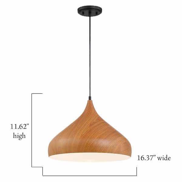 Photo 3 of DESIGNERS FOUNTAIN HANA ROBUSTA WOOD FINISH METAL SHADE PENDANT LIGHT MODEL 3545-319