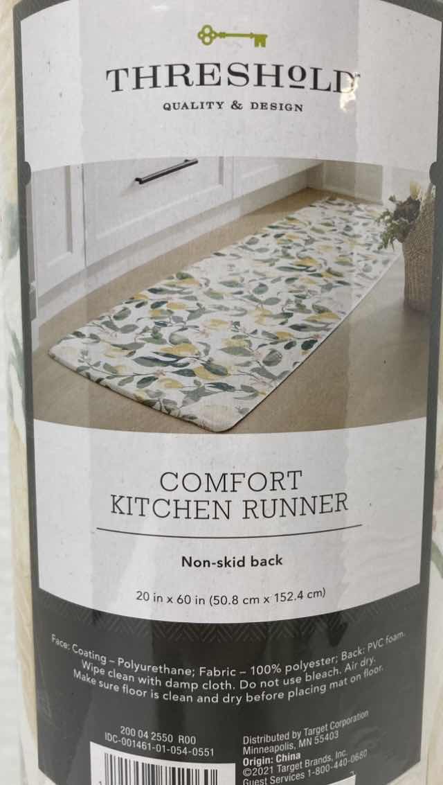 Photo 2 of NEW THRESHOLD LEMON TREE NON-SKID COMFORT KITCHEN RUNNER RUG 20” X 60”