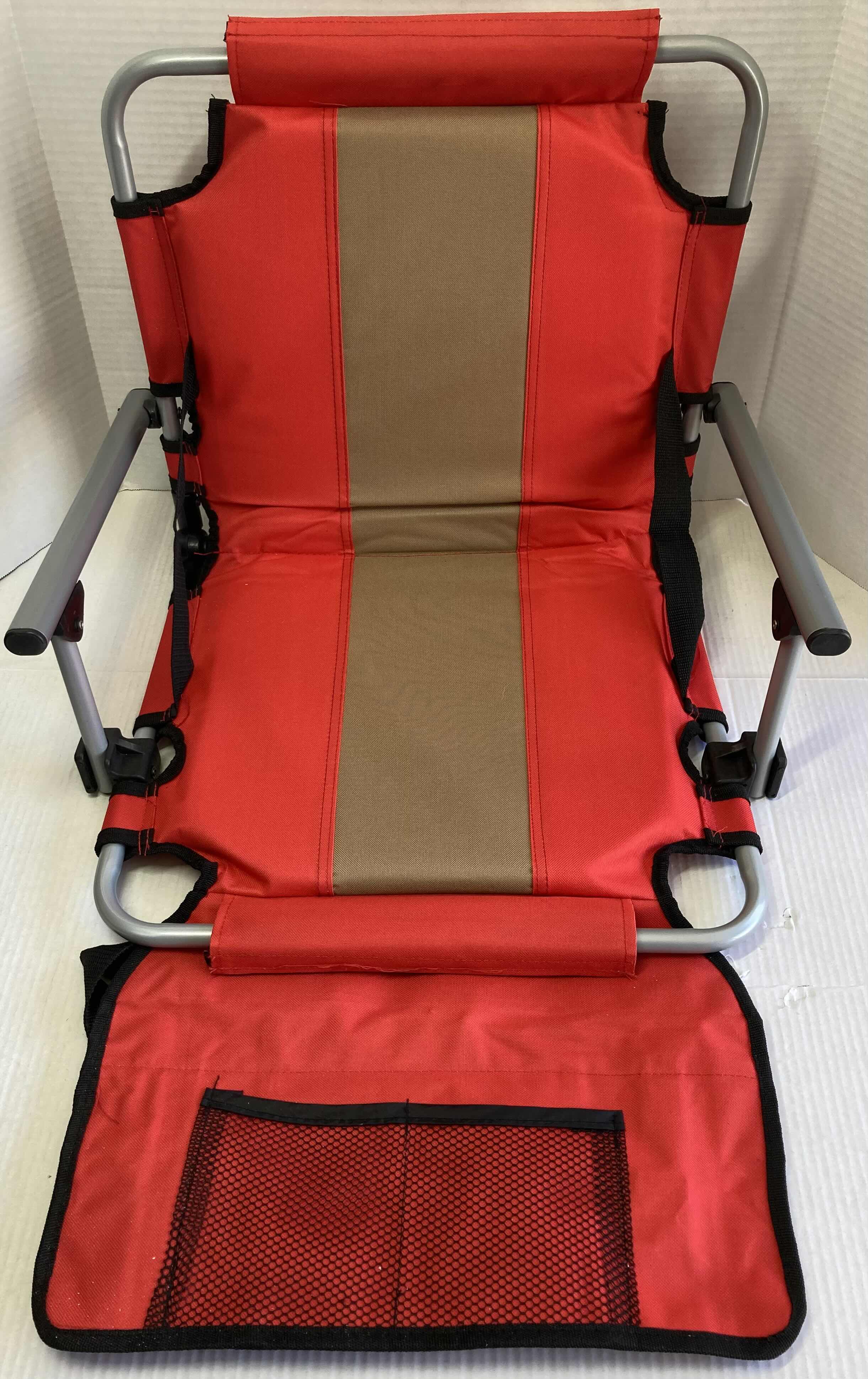 Photo 1 of NEW STANPORT RED/TAN STADIUM CHAIR 21" X 17.5" H17.5"