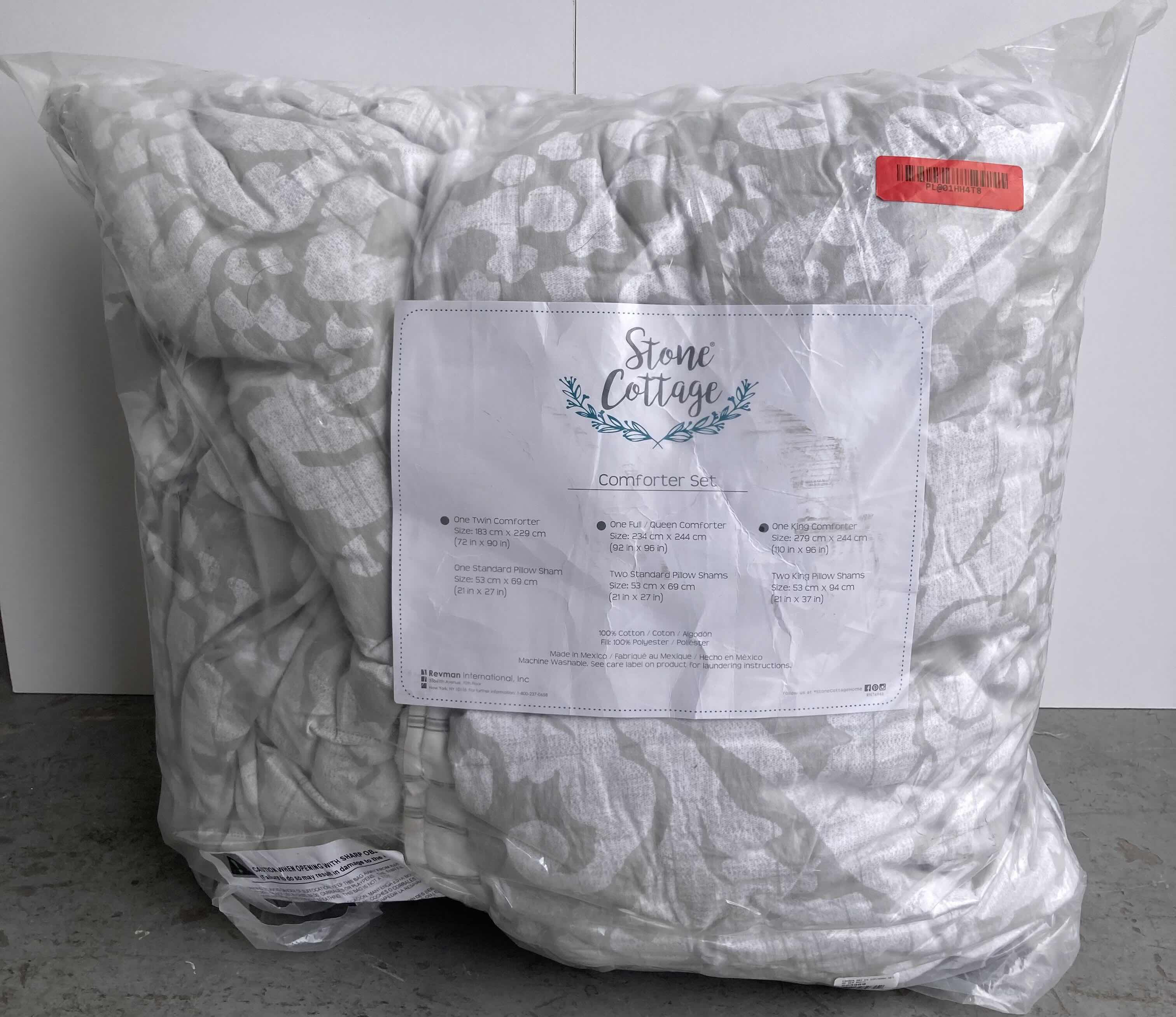 Photo 4 of $58.   NEW REVMAN STONE COTTAGE GREY KING COMFORTER SET-KING COMFORTER W 2 KING PILLOW SHAMS